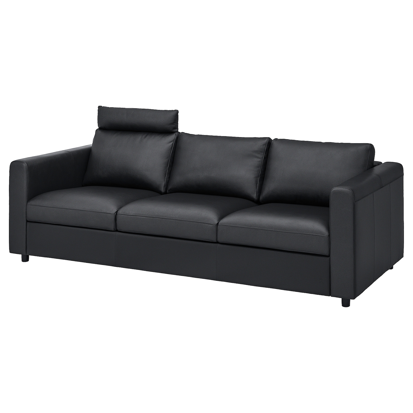 IKEA VIMLE sofa 3-osobowa, z zagłówkiem/Grann/Bomstad czarny, Wysokość z zagłówkiem: 100 cm