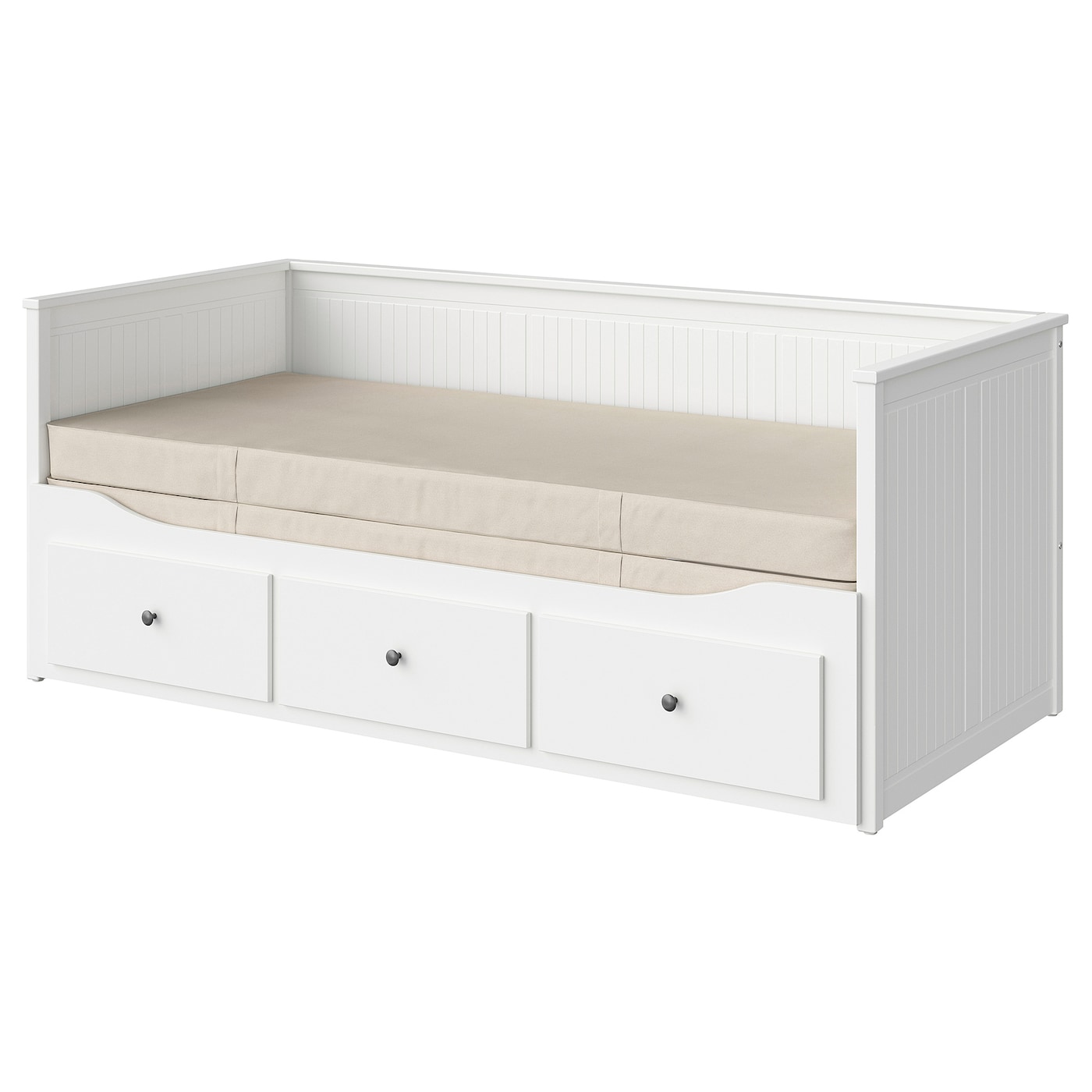 IKEA HEMNES Leżanka z 3 szufladami, 2 materace, biały, 80x200 cm