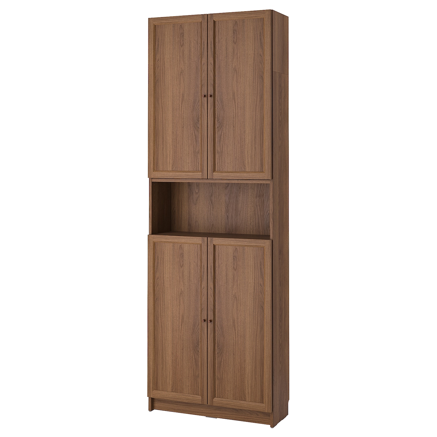 IKEA BILLY / OXBERG regał z drzwiami/nadstawką, brązowy orzech, 80x30x237 cm