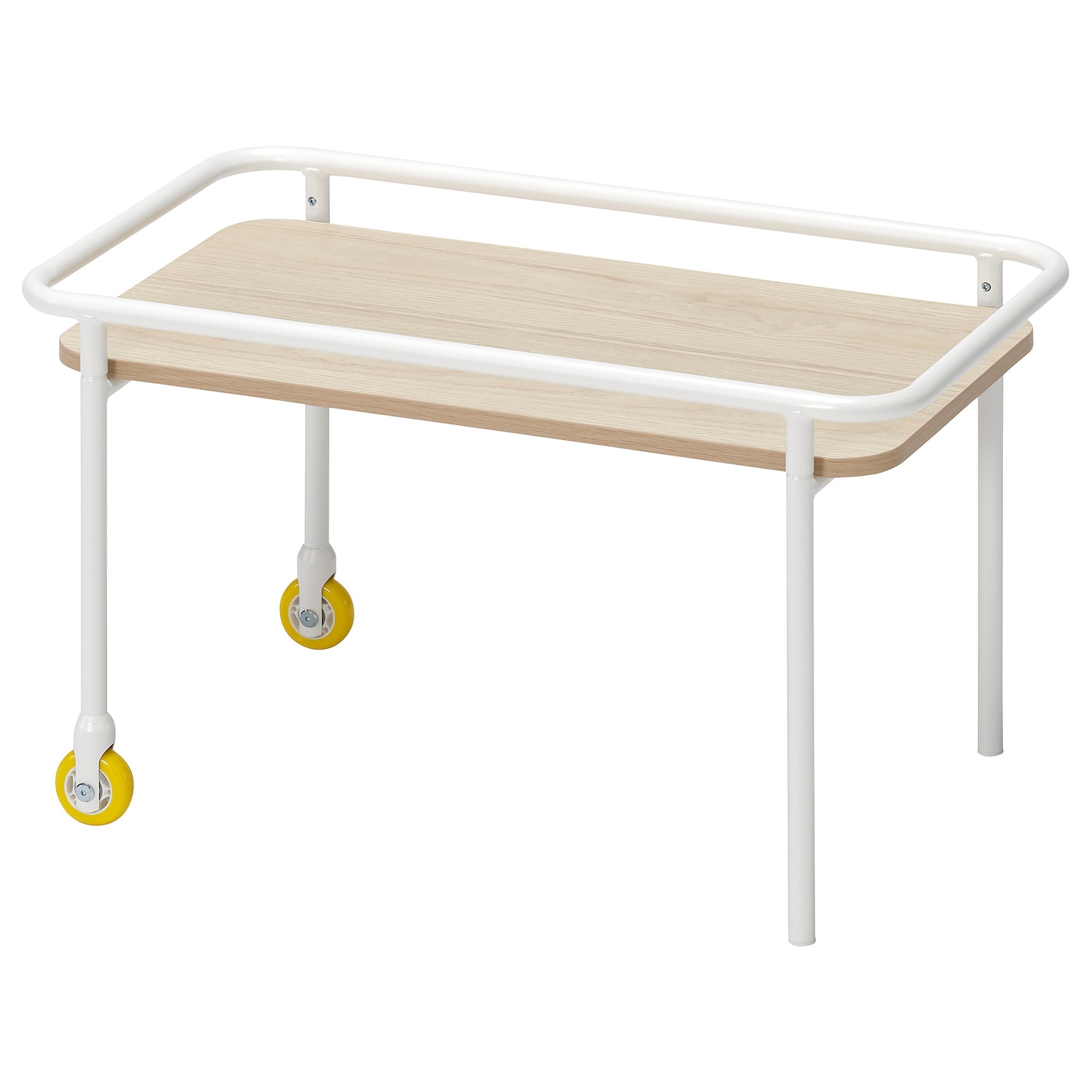 IKEA BRÄNNBOLL stolik na kółkach, imitacja jasnego jesionu/biały, 69x39 cm