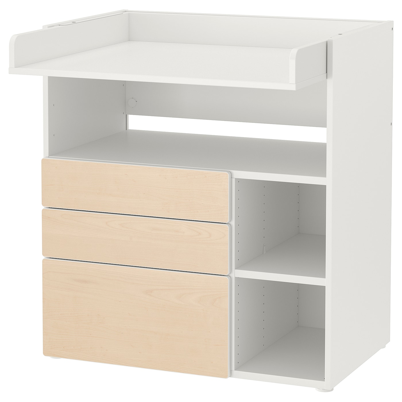 IKEA SMÅSTAD stół do przewijania, biały brzoza/z 3 szufladami, 90x79x100 cm