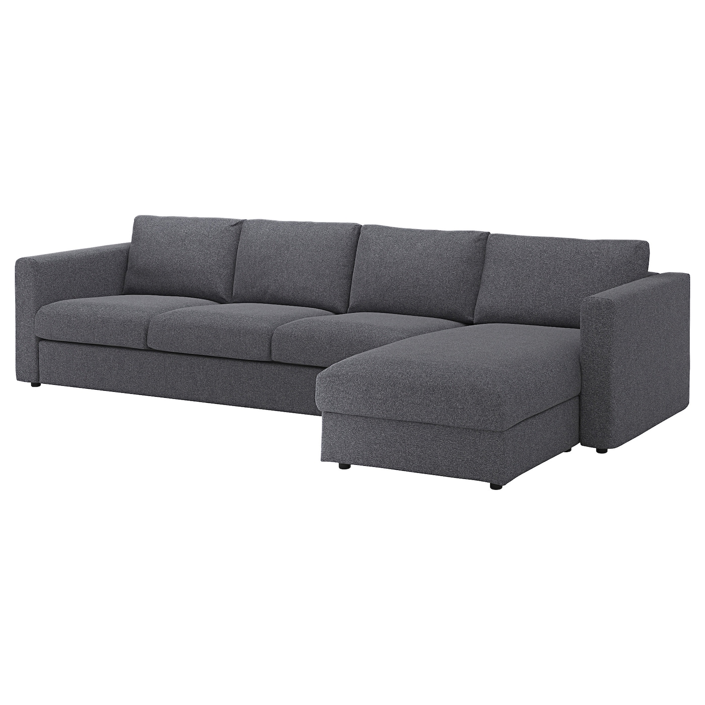 IKEA VIMLE sofa 4-osobowa z szezlongiem, Gunnared średnioszary, Wysokość z poduchami oparcia: 83 cm