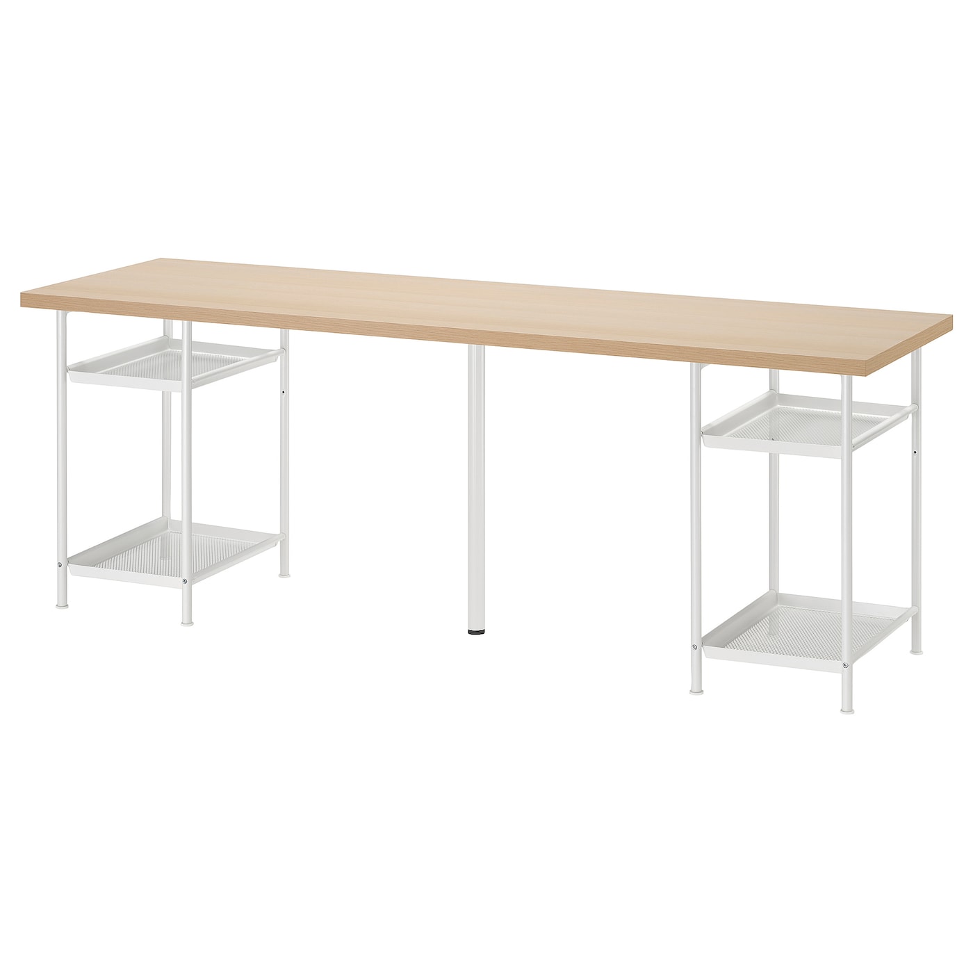 IKEA LAGKAPTEN / SPÄND biurko, dąb bejcowany na biało/biały, 200x60 cm