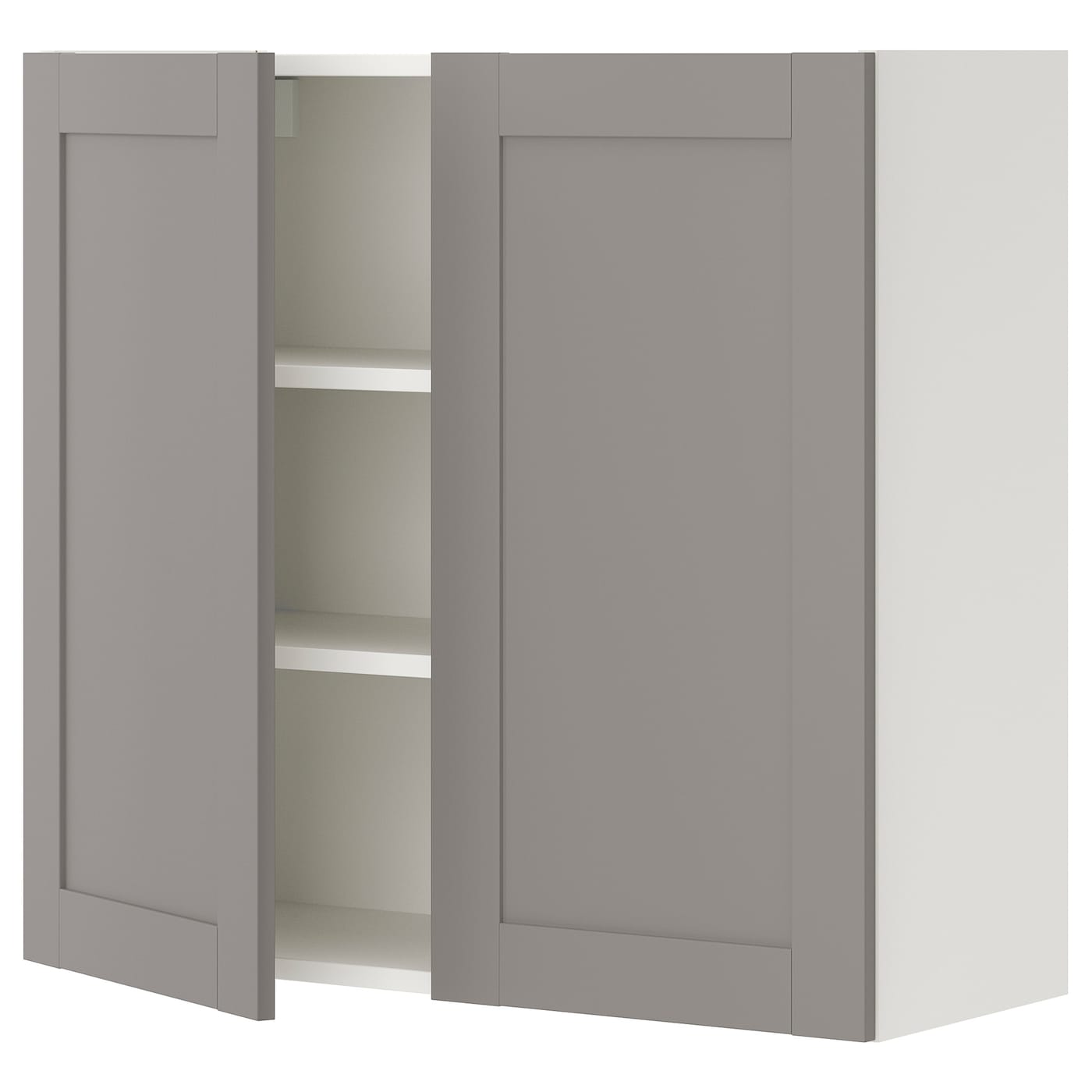 IKEA ENHET szafka wisząca 2 półki/drzwiczki, biały/szary rama, 80x32x75 cm