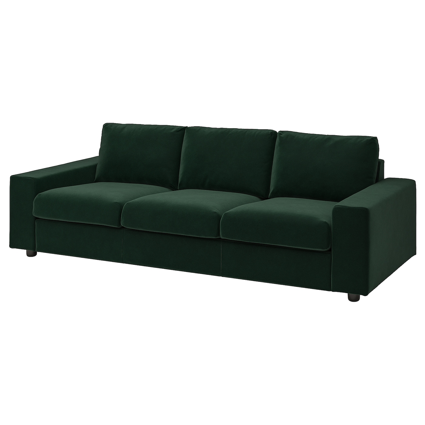 IKEA VIMLE sofa 3-osobowa, rozkładana, z szerokimi podłokietnikami/Djuparp ciemnozielony, Wysokość łóżka: 53 cm