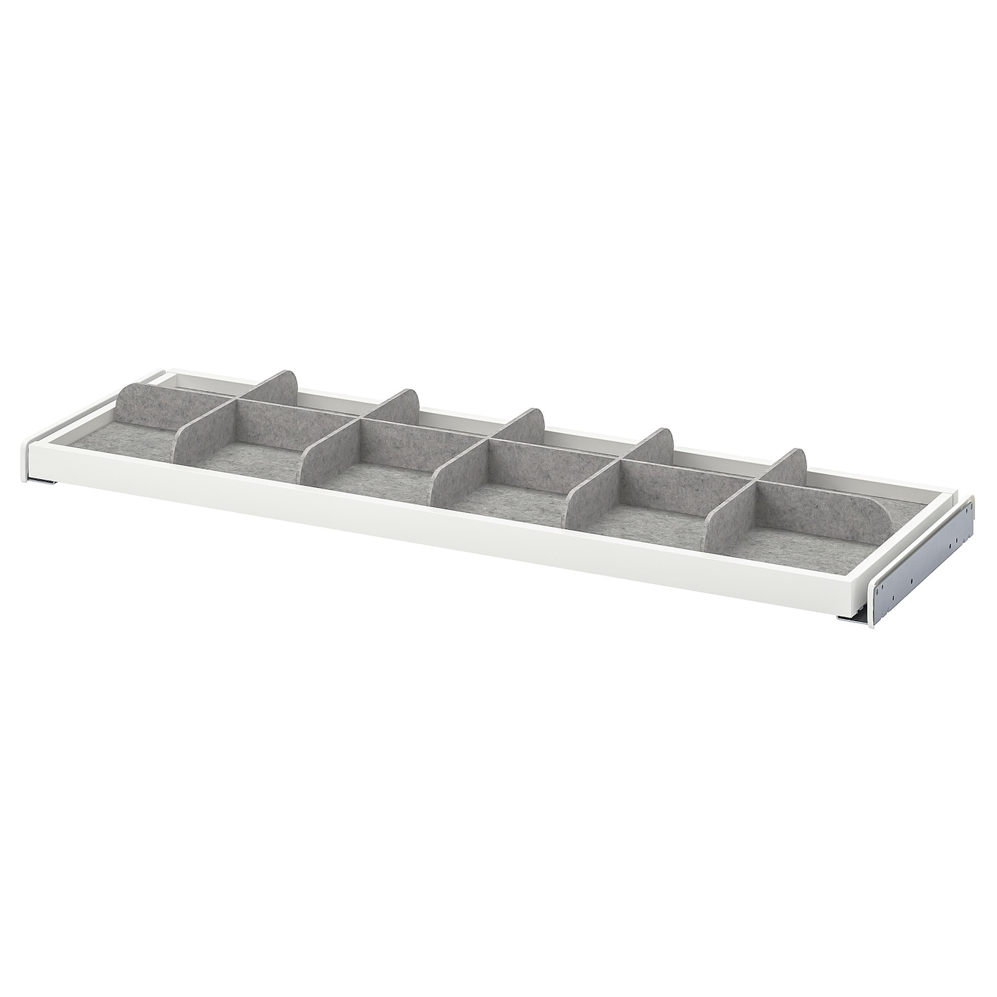 IKEA KOMPLEMENT wysuwana półka z przegrodą, biały/jasnoszary, 100x35 cm