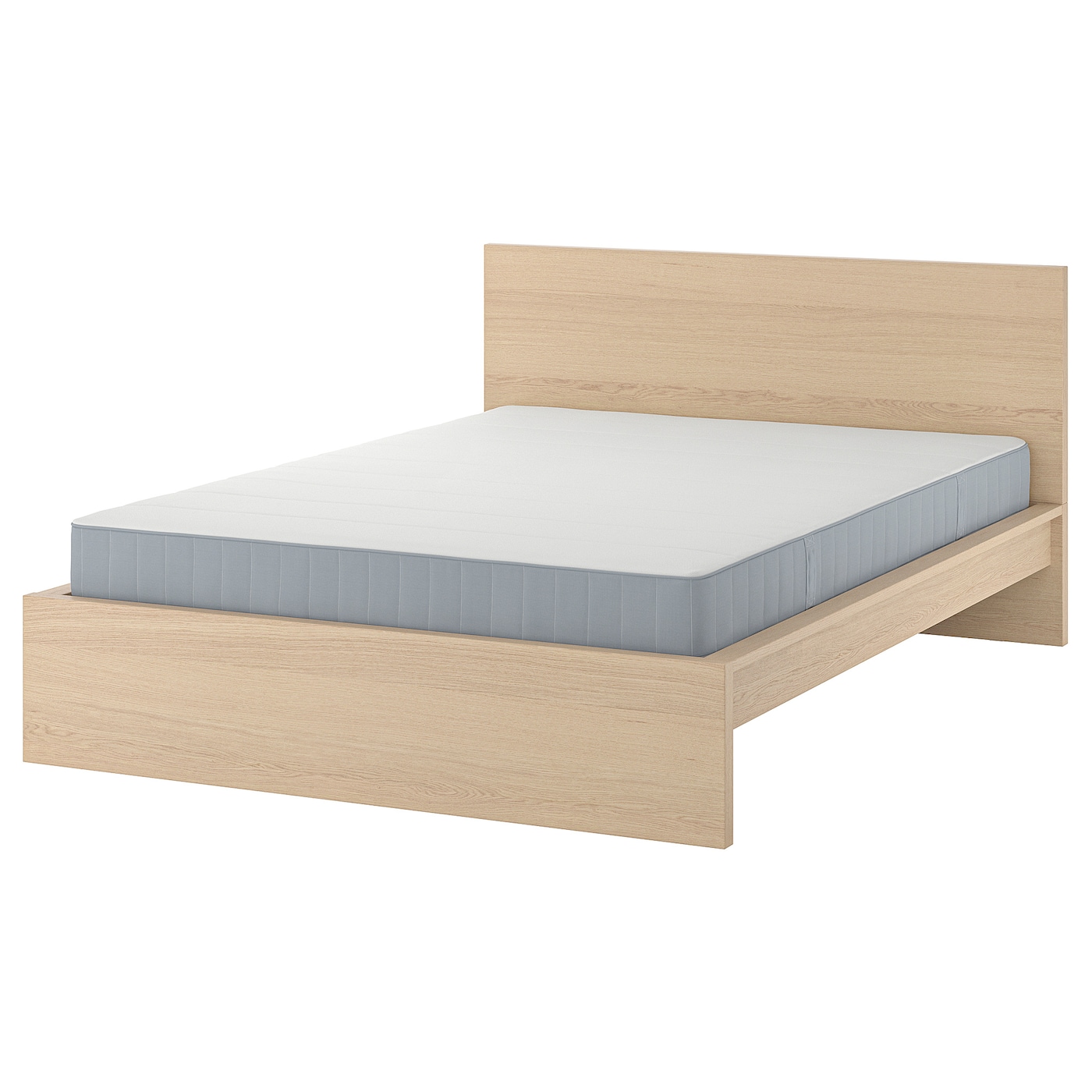 IKEA MALM łóżko, okleina dębowa bejcowana na biało, 160x200 cm