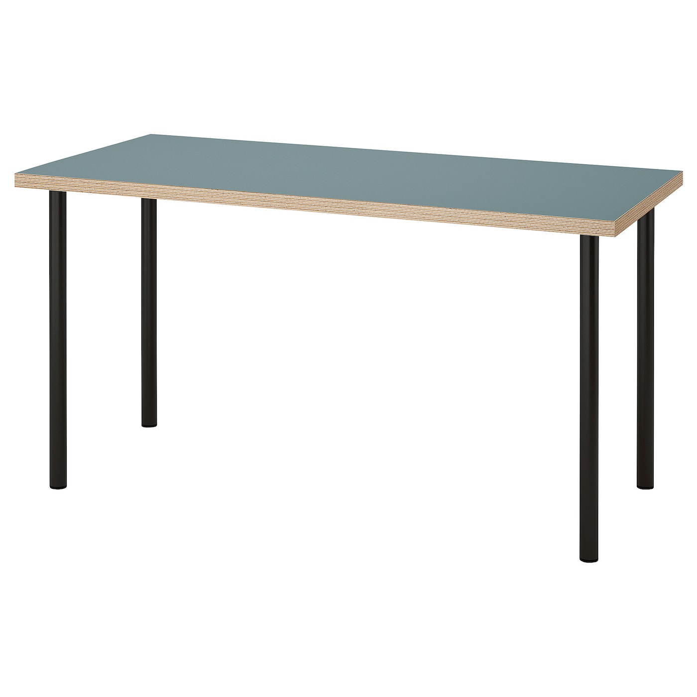IKEA LAGKAPTEN / ADILS biurko, szaroturkusowy/czarny, 140x60 cm