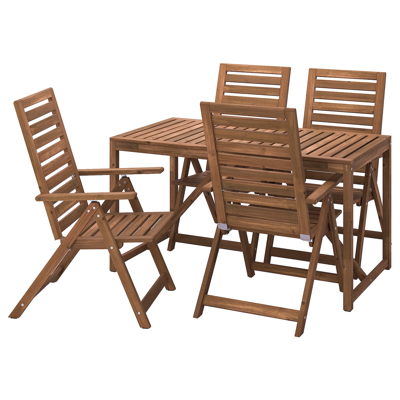 IKEA NÄMMARÖ stół+4 rozkł. krzeseł, na zewnątrz, Nämmarö bejca jasnobrązowa, 140 cm