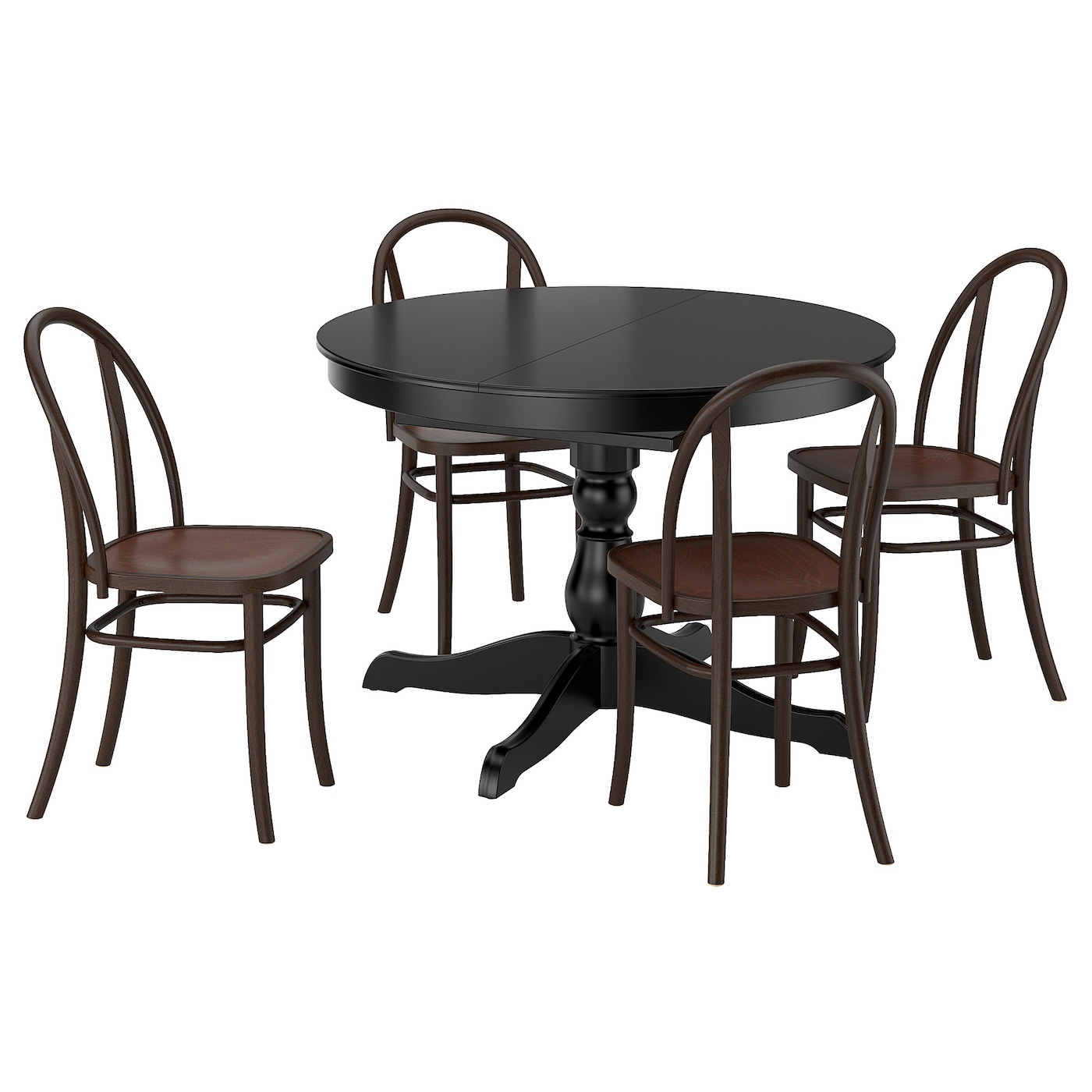 IKEA INGATORP / SKOGSBO stół i 4 krzesła, czarny/ciemnobrązowy, 110/155 cm