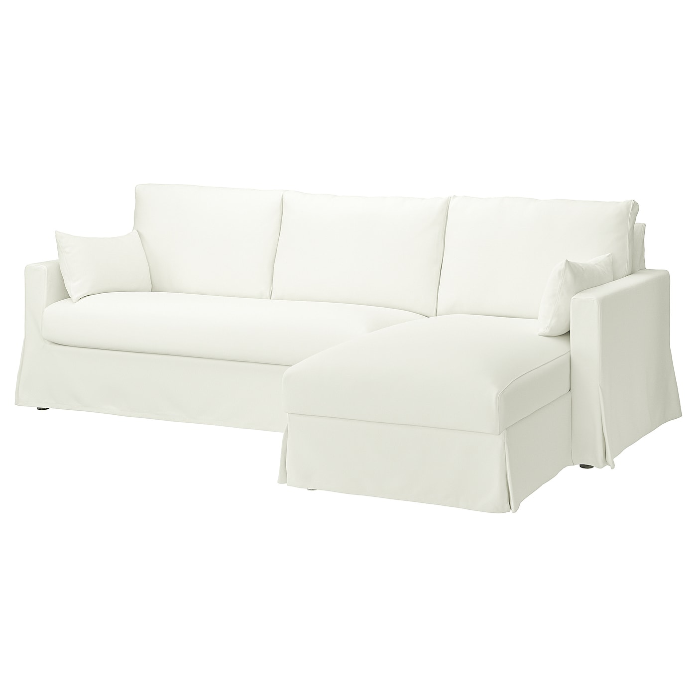 IKEA HYLTARP sofa 3o z szezlongiem, prawy, Hallarp biały, Wysokość z poduchami oparcia: 91 cm