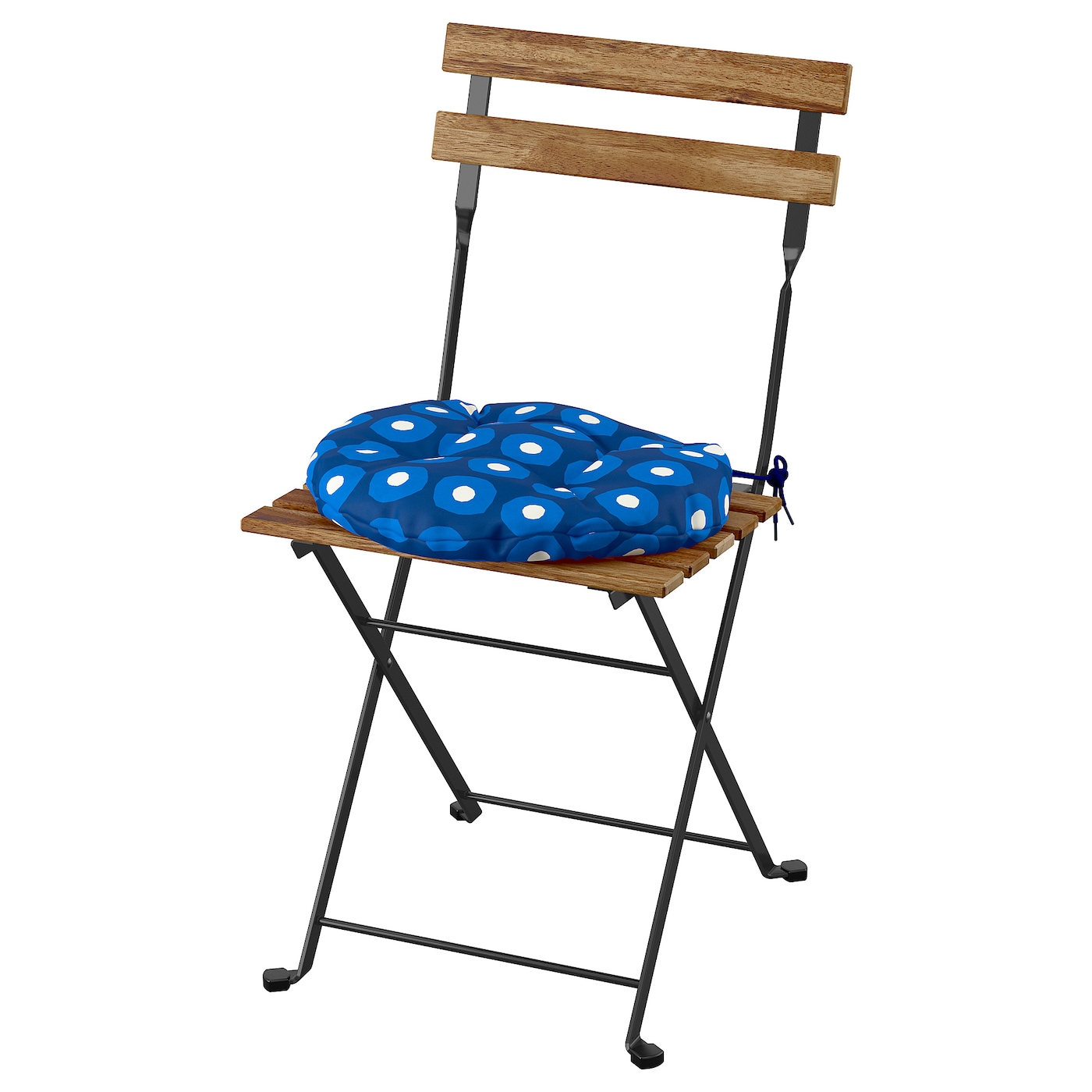 IKEA TÄRNÖ krzesło, ogrodowe, składany czarny/jasnobrązowa bejca/Klösan granatowy, Szerokość: 39 cm