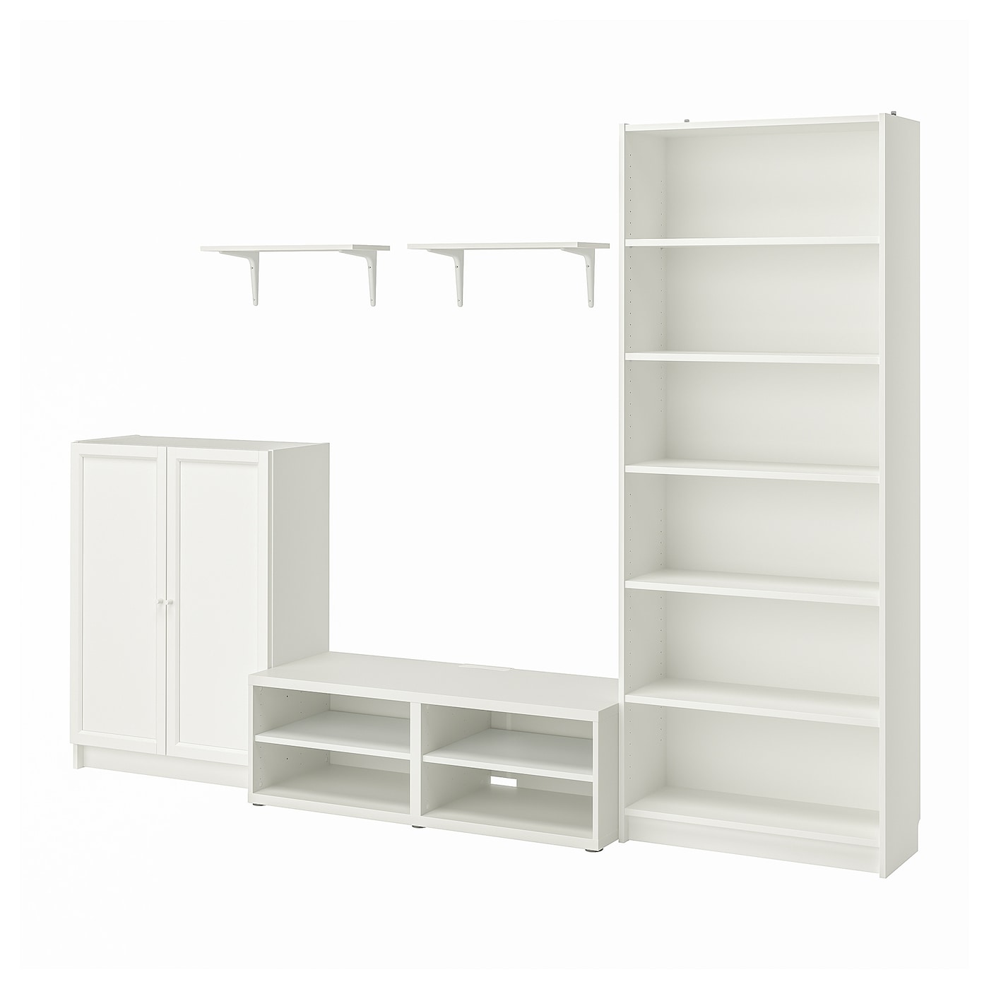 IKEA BILLY / BESTÅ szafka pod TV, biały, 280x40x202 cm