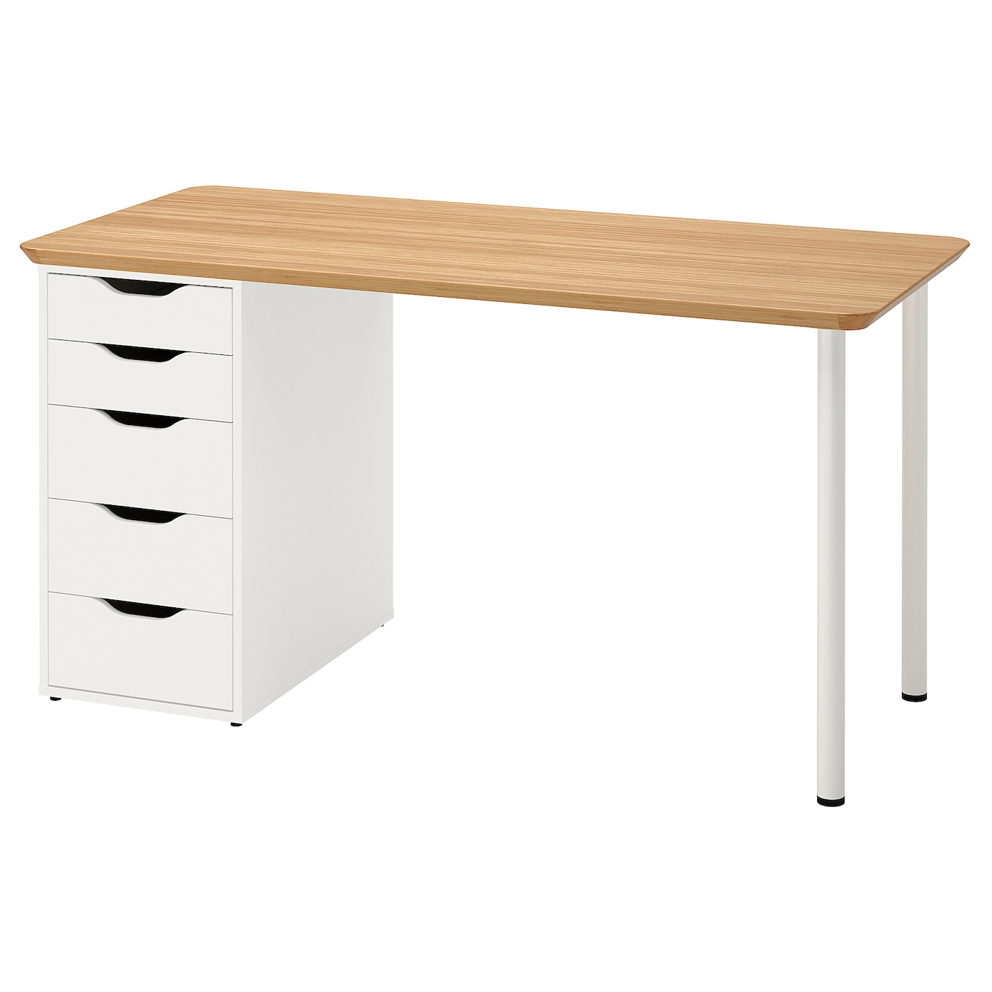 IKEA ANFALLARE / ALEX biurko, bambus/biały, 140x65 cm