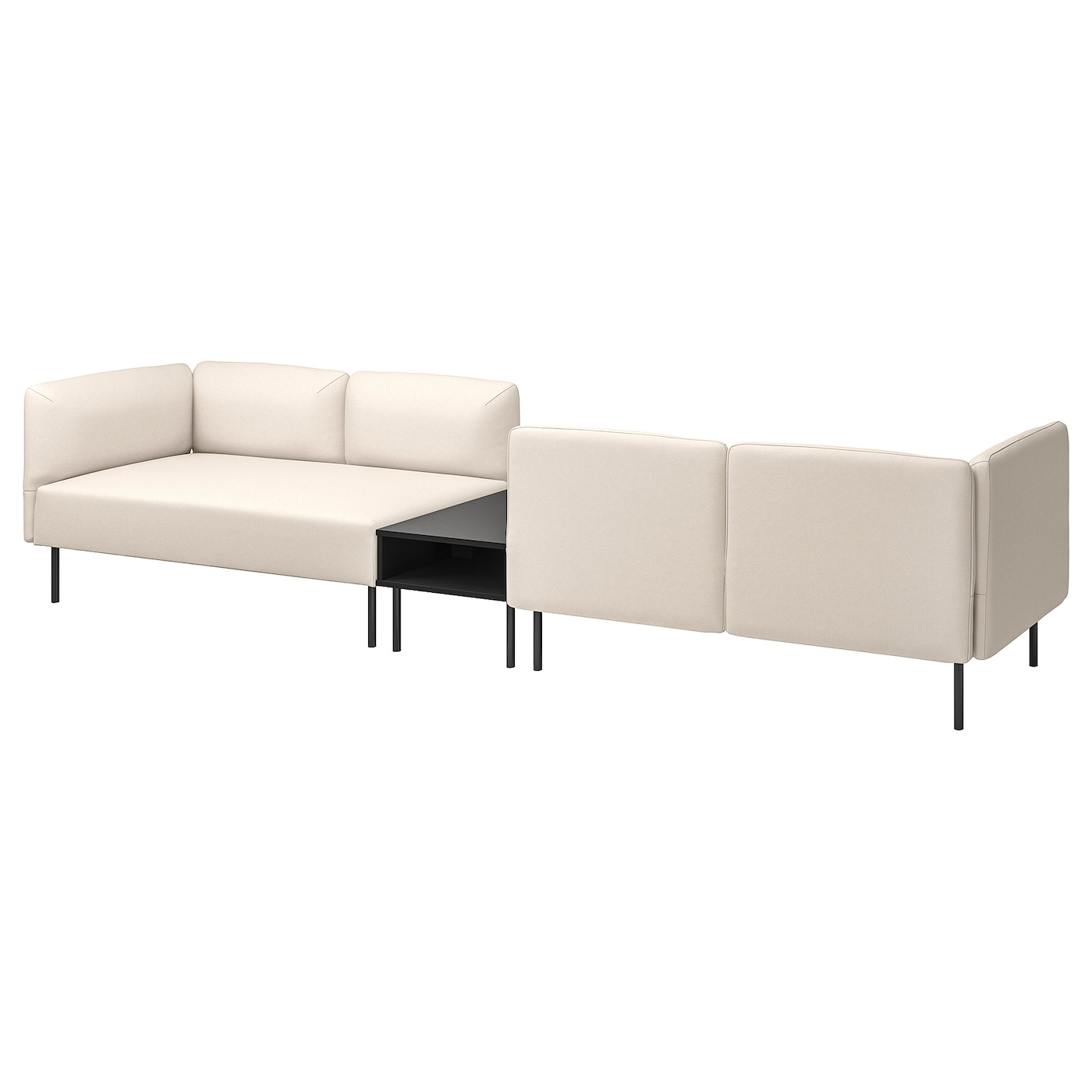 IKEA LILLEHEM 4-os sofa moduł ze stolik bocznym, Vissle beżowy/metal, Szerokość: 346 cm