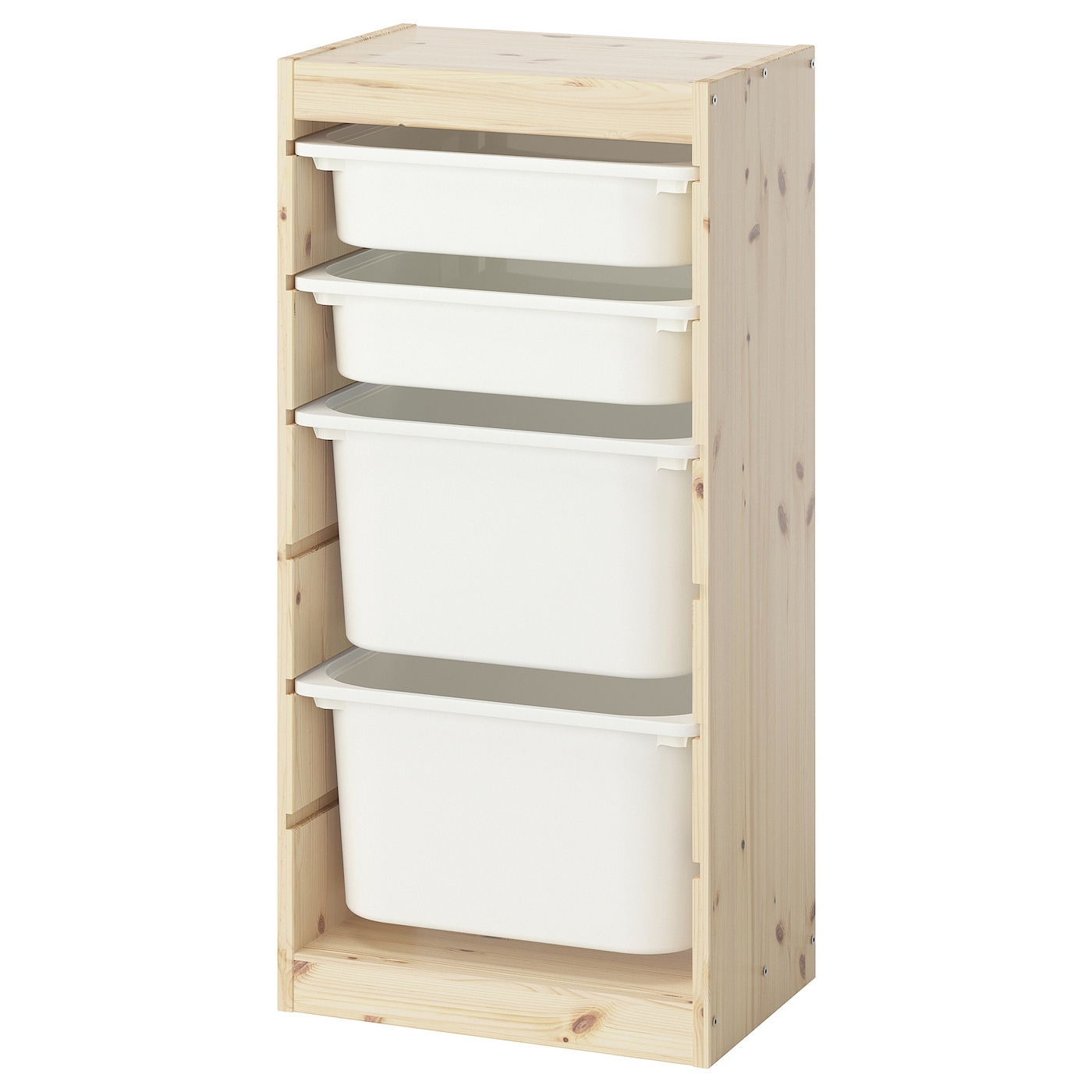 IKEA TROFAST regał z pojemnikami, jasna sosna bejcowana na biało/biały, 44x30x91 cm
