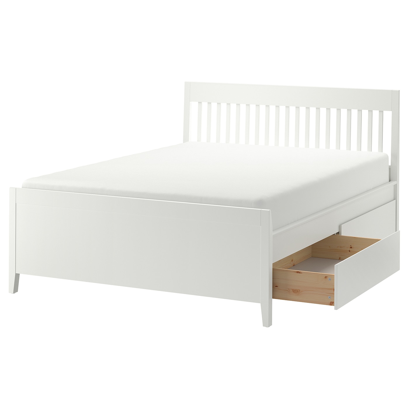IKEA IDANÄS rama łóżka z szufladami, biały, 140x200 cm
