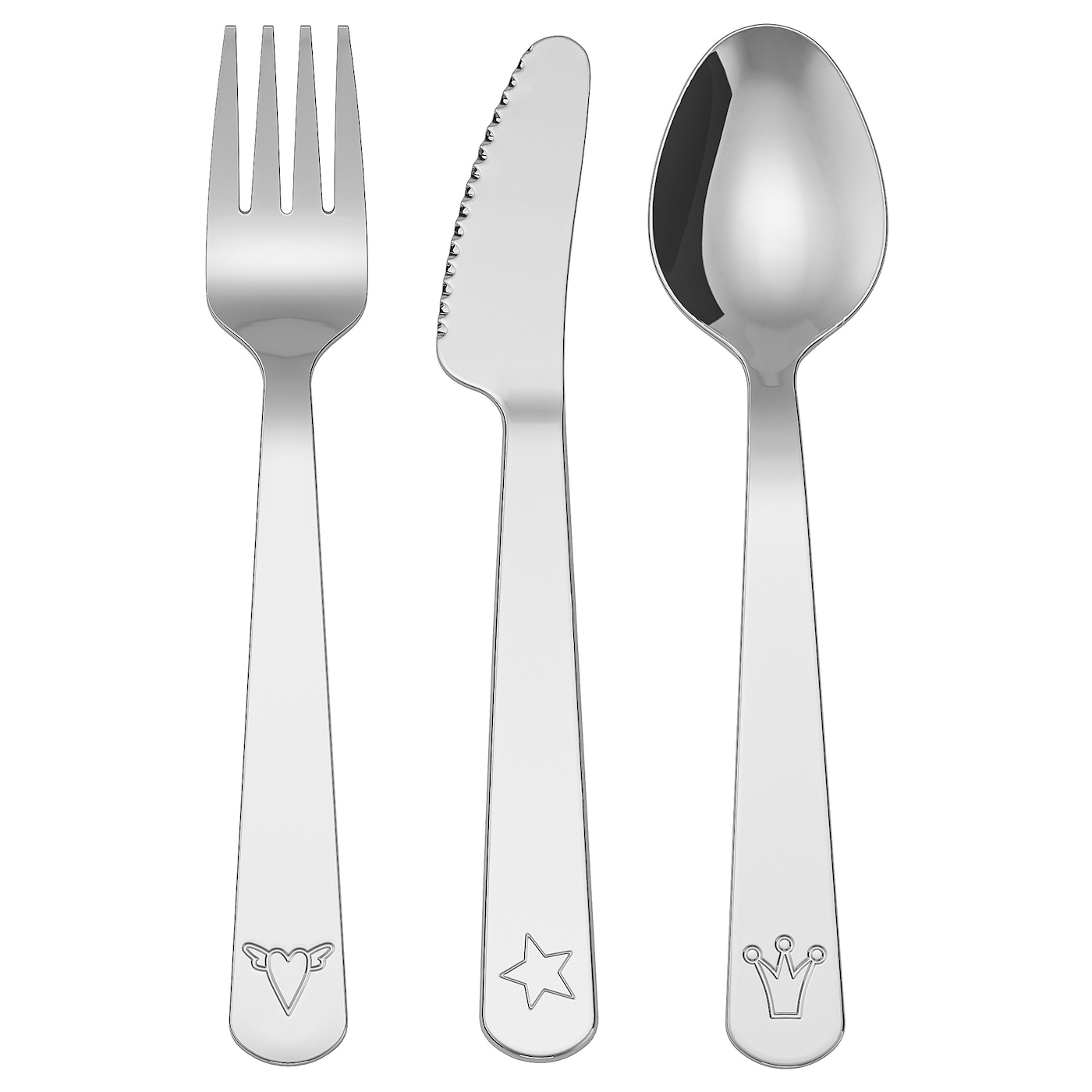 IKEA FABLER komplet sztućców, 3 szt, stal nierdz