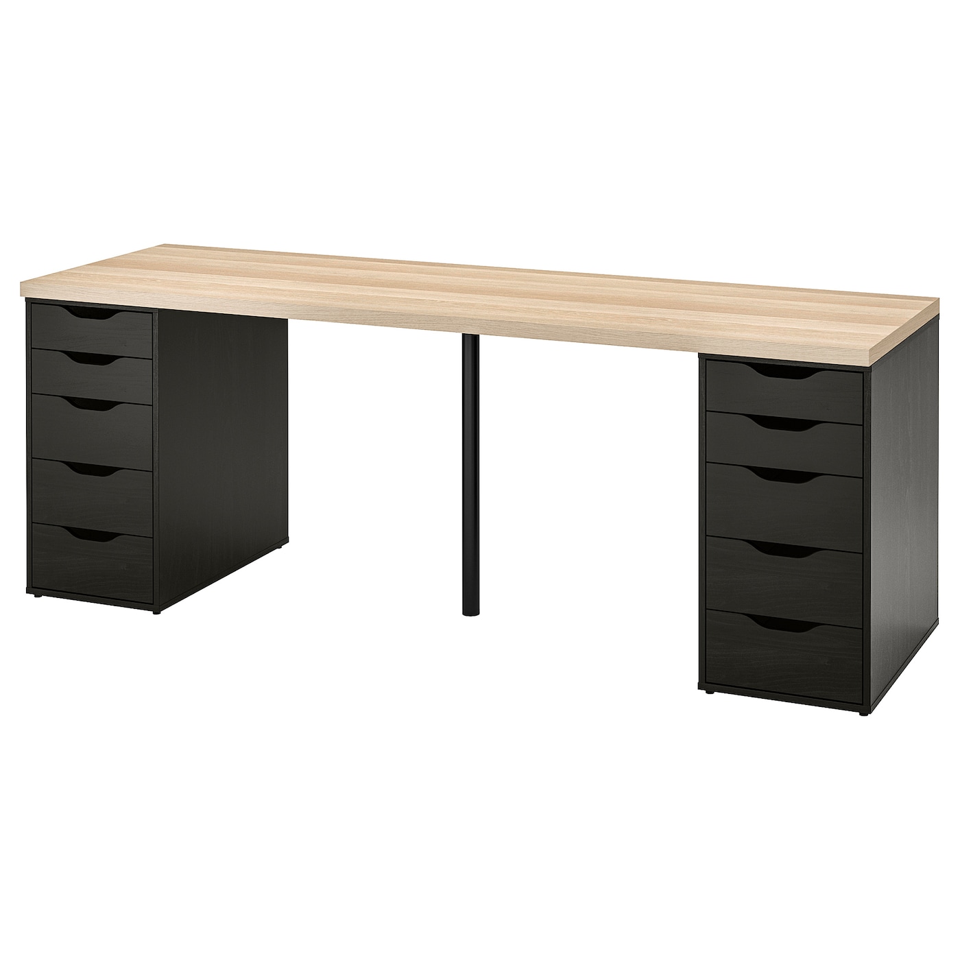IKEA LAGKAPTEN / ALEX biurko, imitacja dębu bejcowanego na biało/czarnybrąz, 200x60 cm