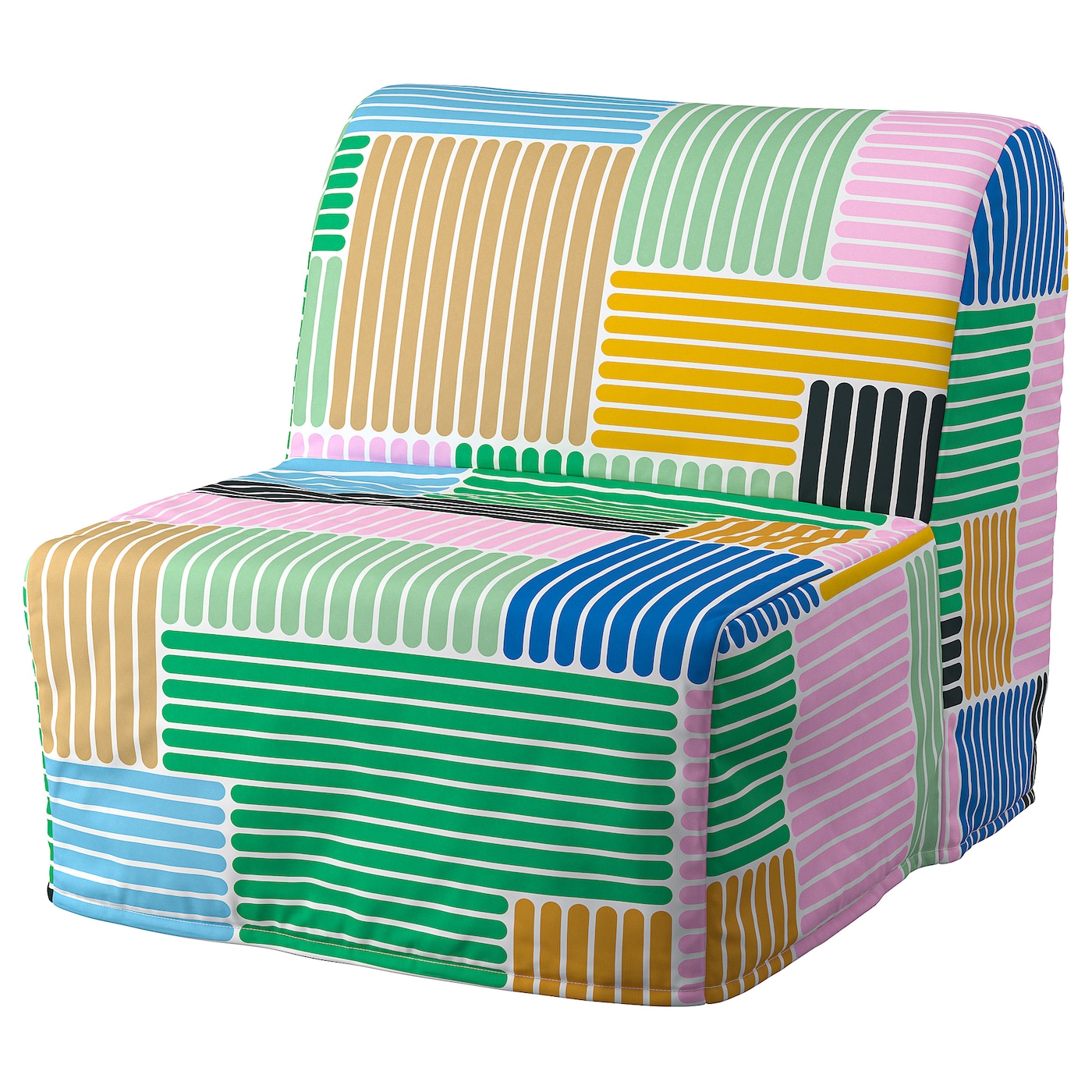 IKEA LYCKSELE HÅVET fotel rozkładany, Grindtorp wielobarwny, Szerokość: 80 cm