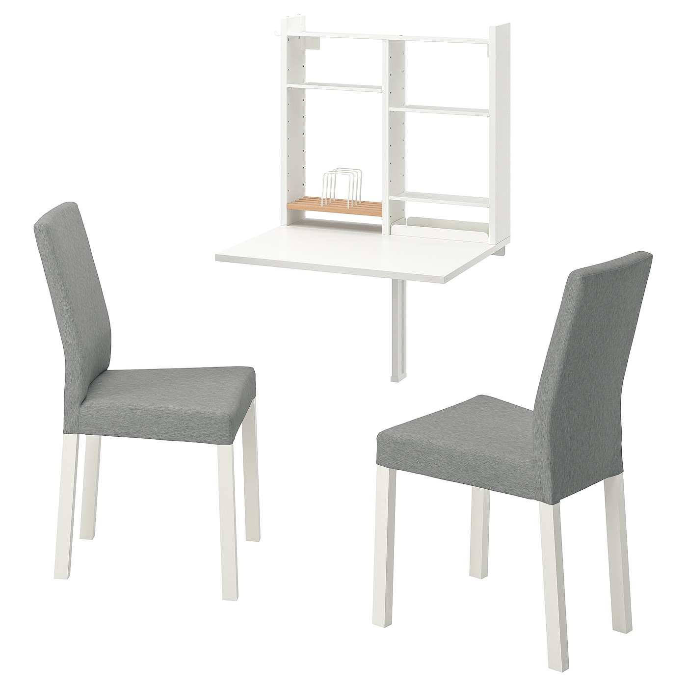 IKEA NORBERG / KÄTTIL stół i 2 krzesła, biały/Knisa jasnoszary