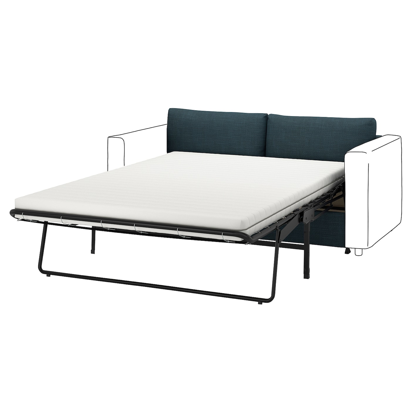 IKEA VIMLE sekcja 2-os sofa rozkładana, Hillared granatowy, Wysokość łóżka: 53 cm