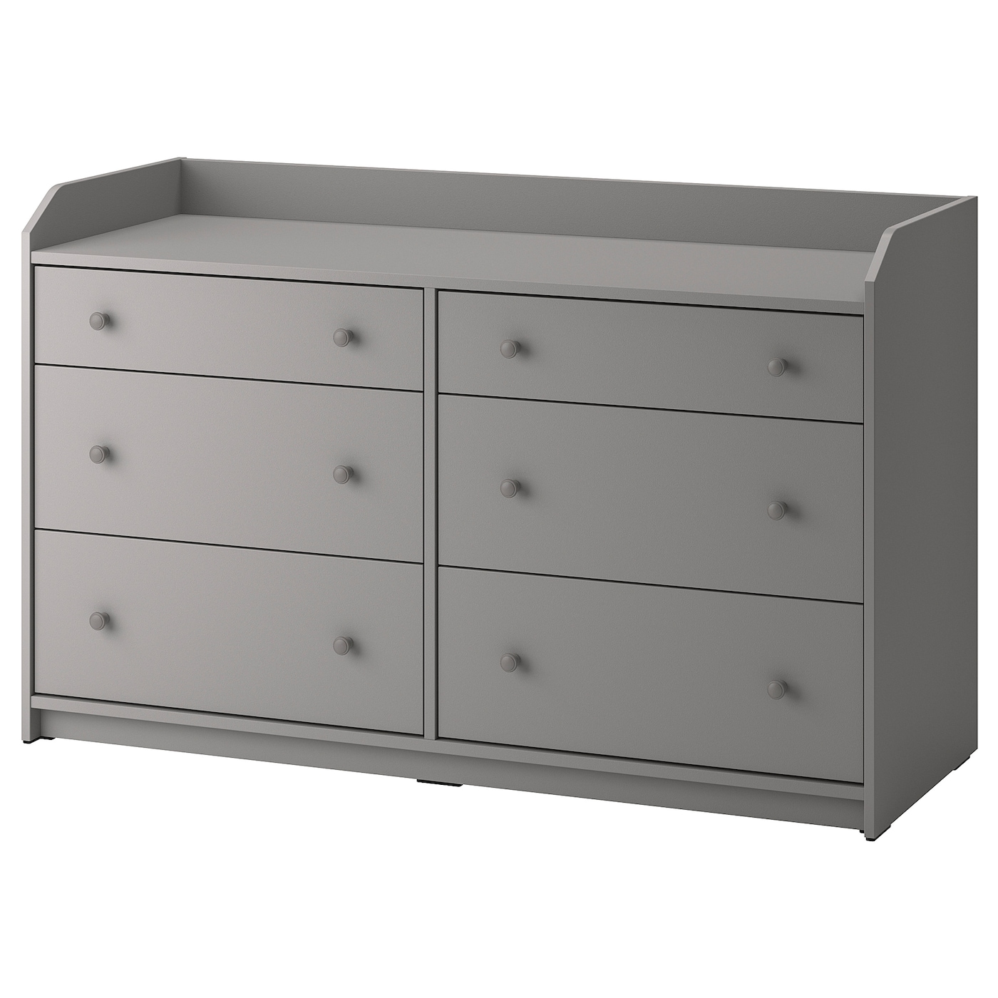 IKEA HAUGA komoda, 6 szuflad, szary, 138x84 cm