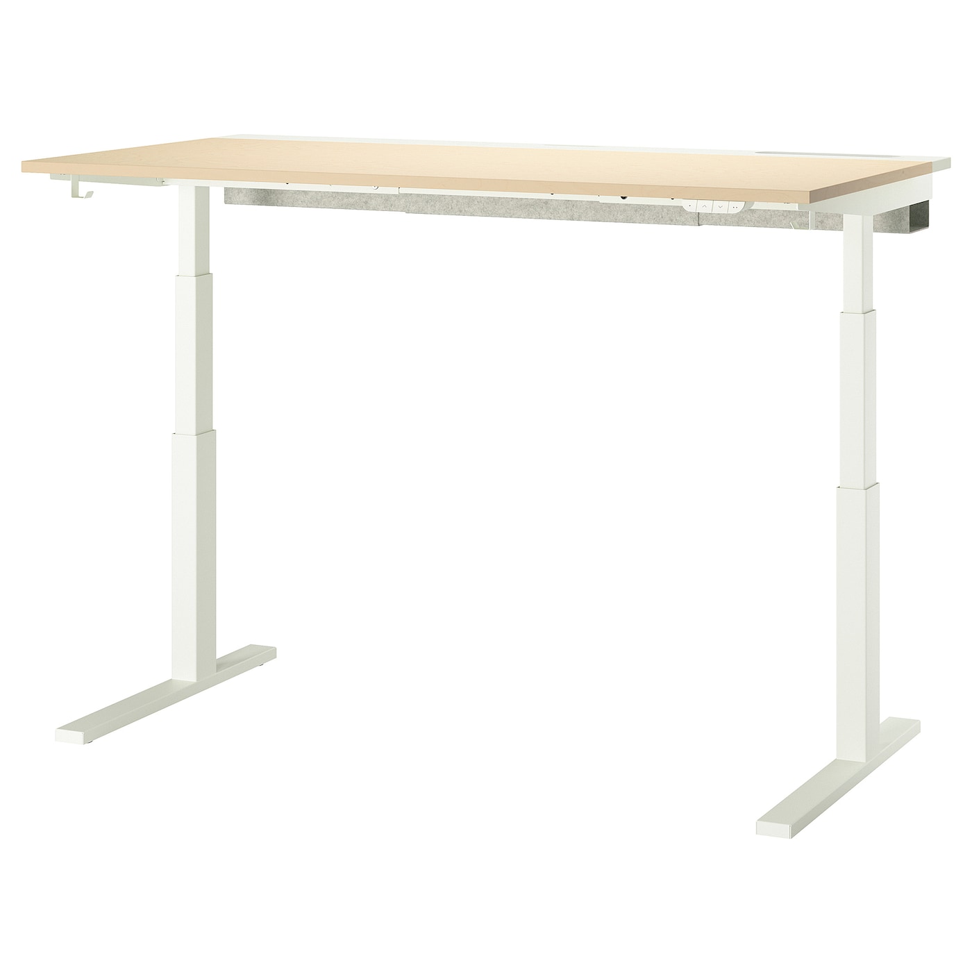 IKEA MITTZON biurko z regulacją wysokości, elektryczny okl brzoz/biały, 160x80 cm
