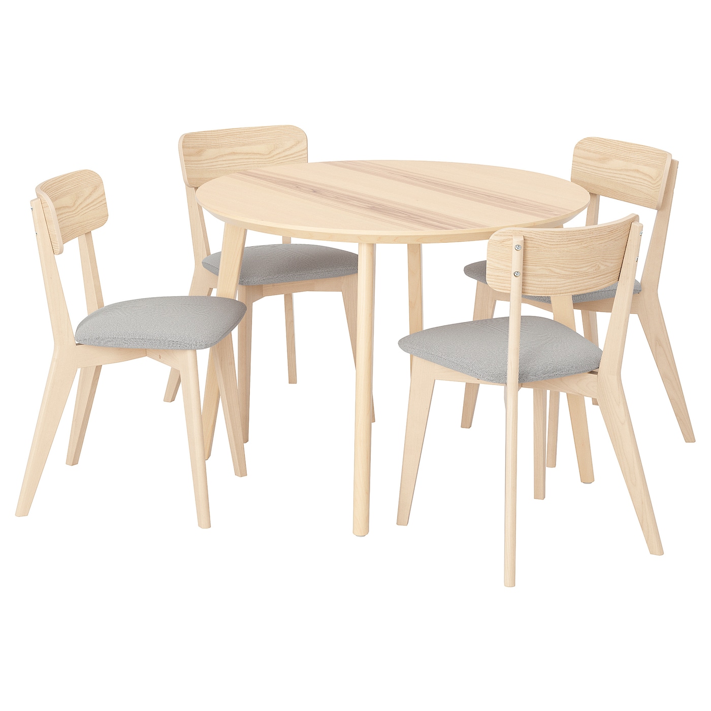 IKEA LISABO / LISABO stół i 4 krzesła, jesion/Tallmyra biały/czarny, 105 cm