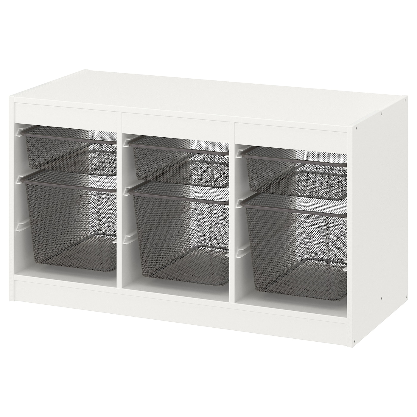 IKEA TROFAST regał z pojemnikami, biały/ciemnoszary, 99x44x56 cm