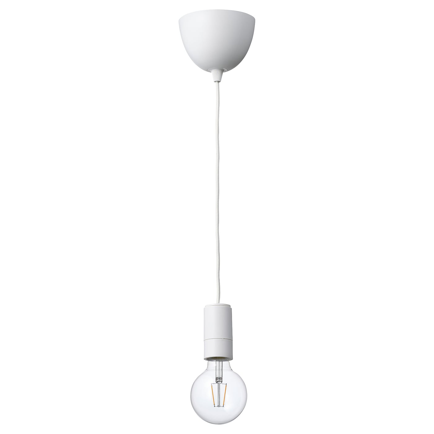 IKEA SUNNEBY / LUNNOM lampa wisząca z żarówką, biały/kula przezroczysta