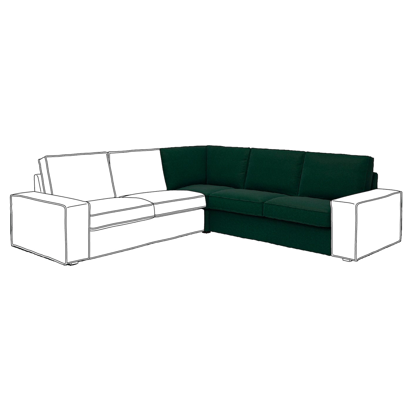 IKEA KIVIK sekcja narożna, Tallmyra ciemnozielony, Szerokość: 234 cm