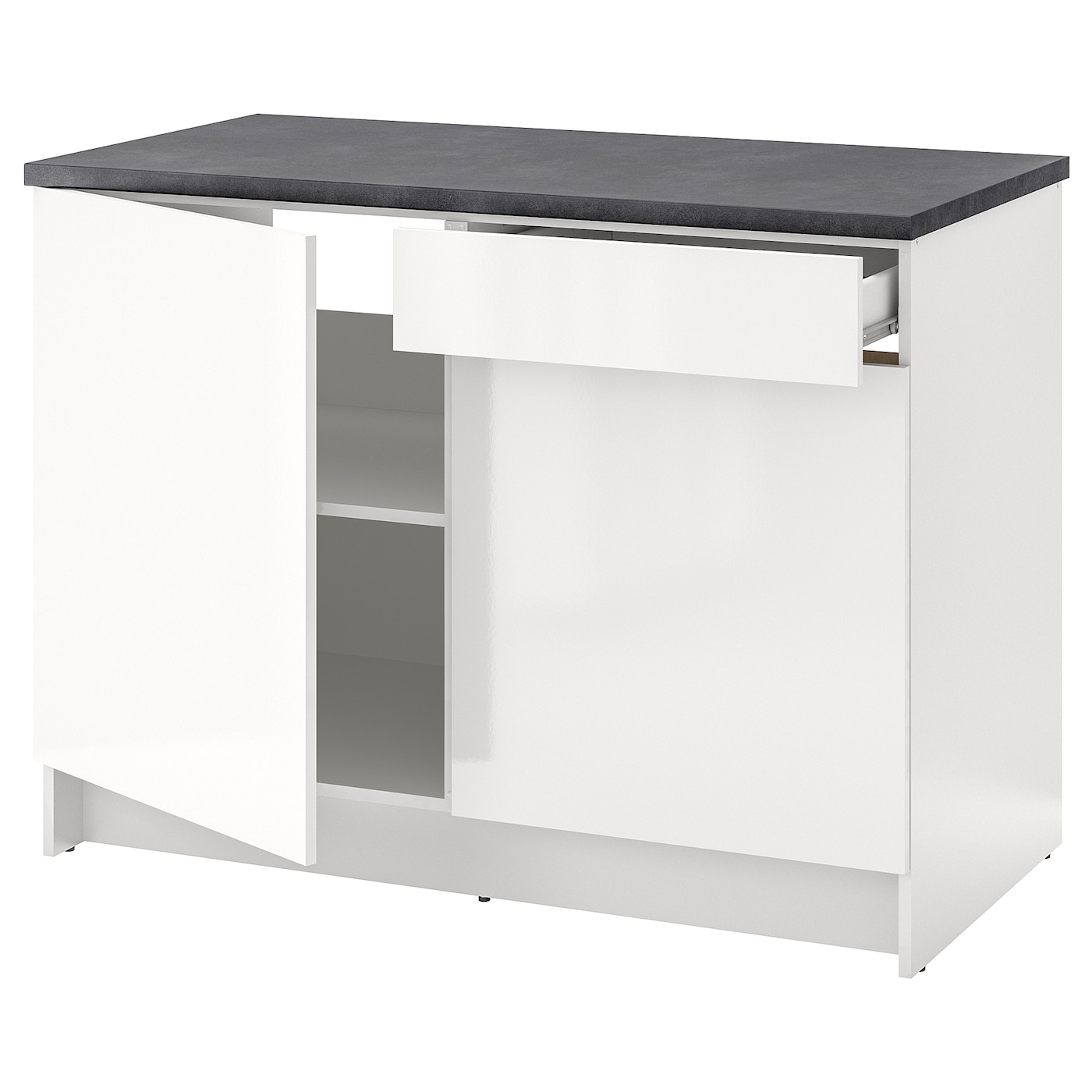 IKEA KNOXHULT szafka stojąca, drzwi+szuflada, połysk biały, 120 cm