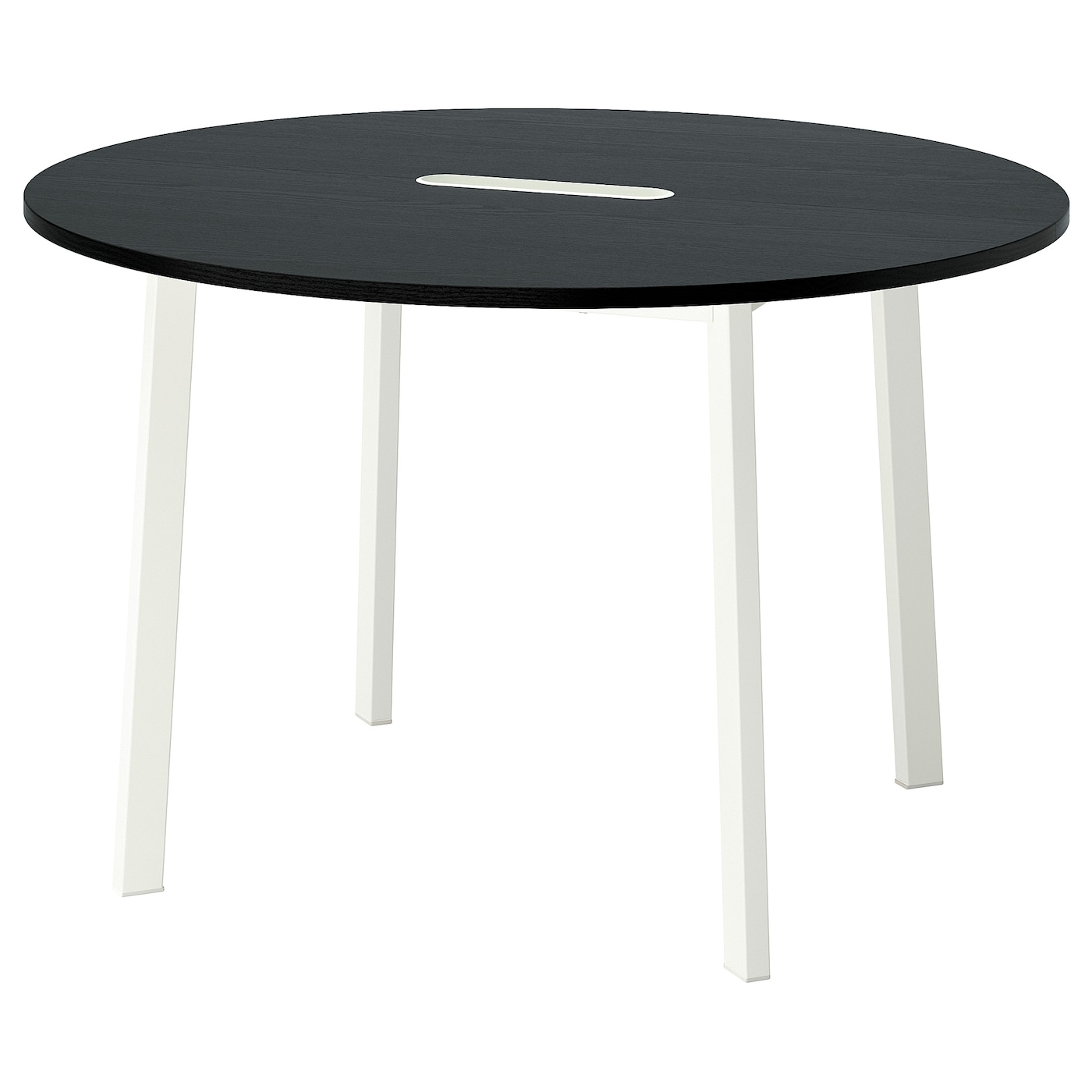 IKEA MITTZON stół konferencyjny, okrągły okl jesionowa bejcowana na czarno/biały, 120x75 cm