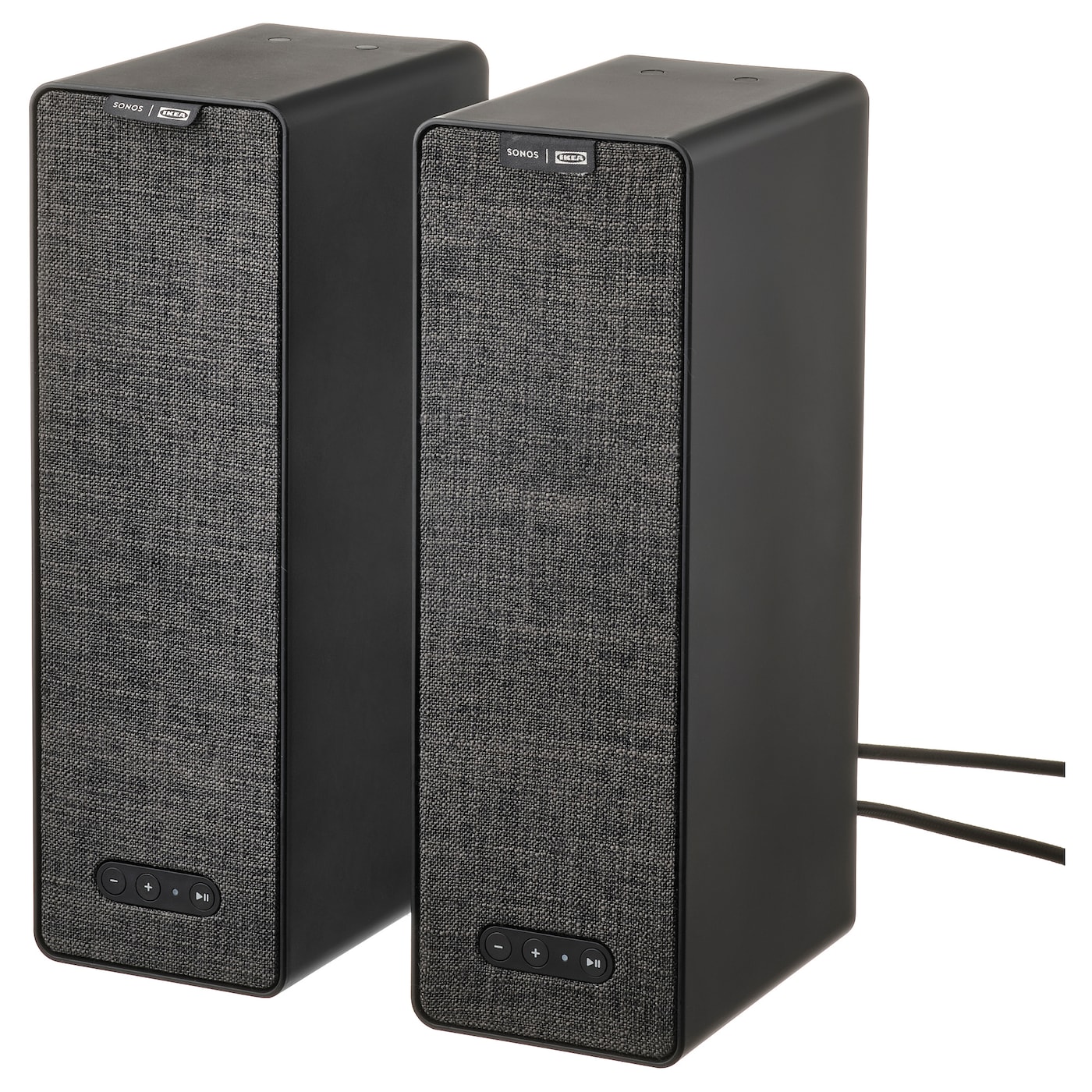 IKEA SYMFONISK głośnik Wi-Fi na półkę, czarny/2 szt. gen 2, Długość kabla: 150 cm
