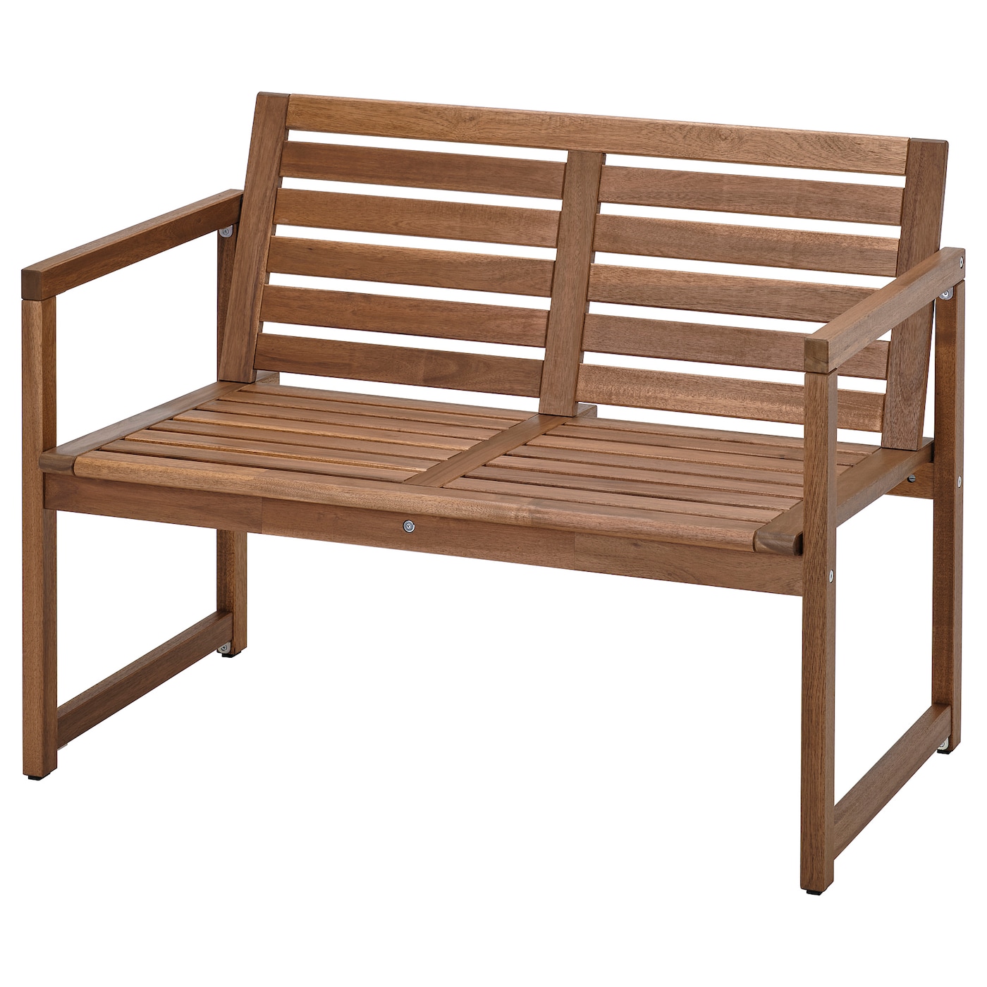 IKEA NÄMMARÖ ławka z oparciem, na zewnątrz, bejca jasnobrązowa, Głębokość: 62 cm