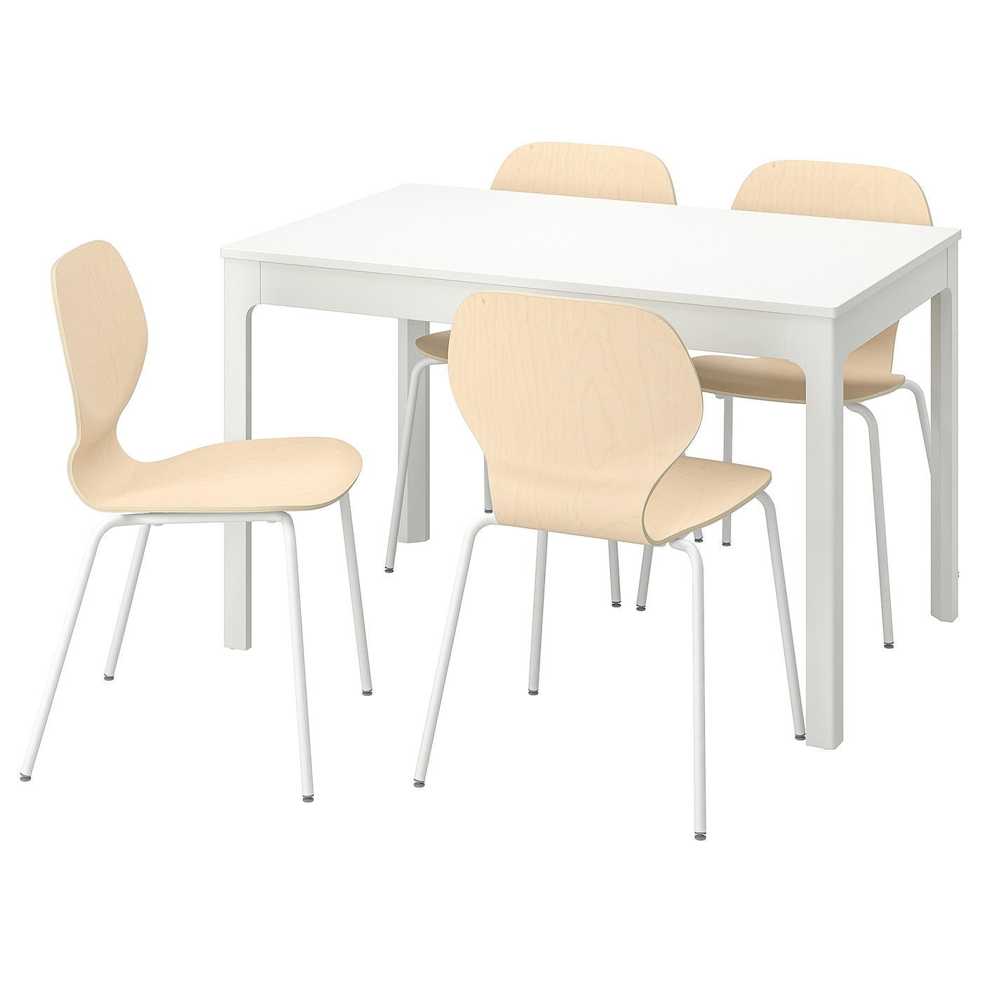 IKEA EKEDALEN / SIGTRYGG stół i 4 krzesła, biały/brzoza biały, 120/180x80 cm