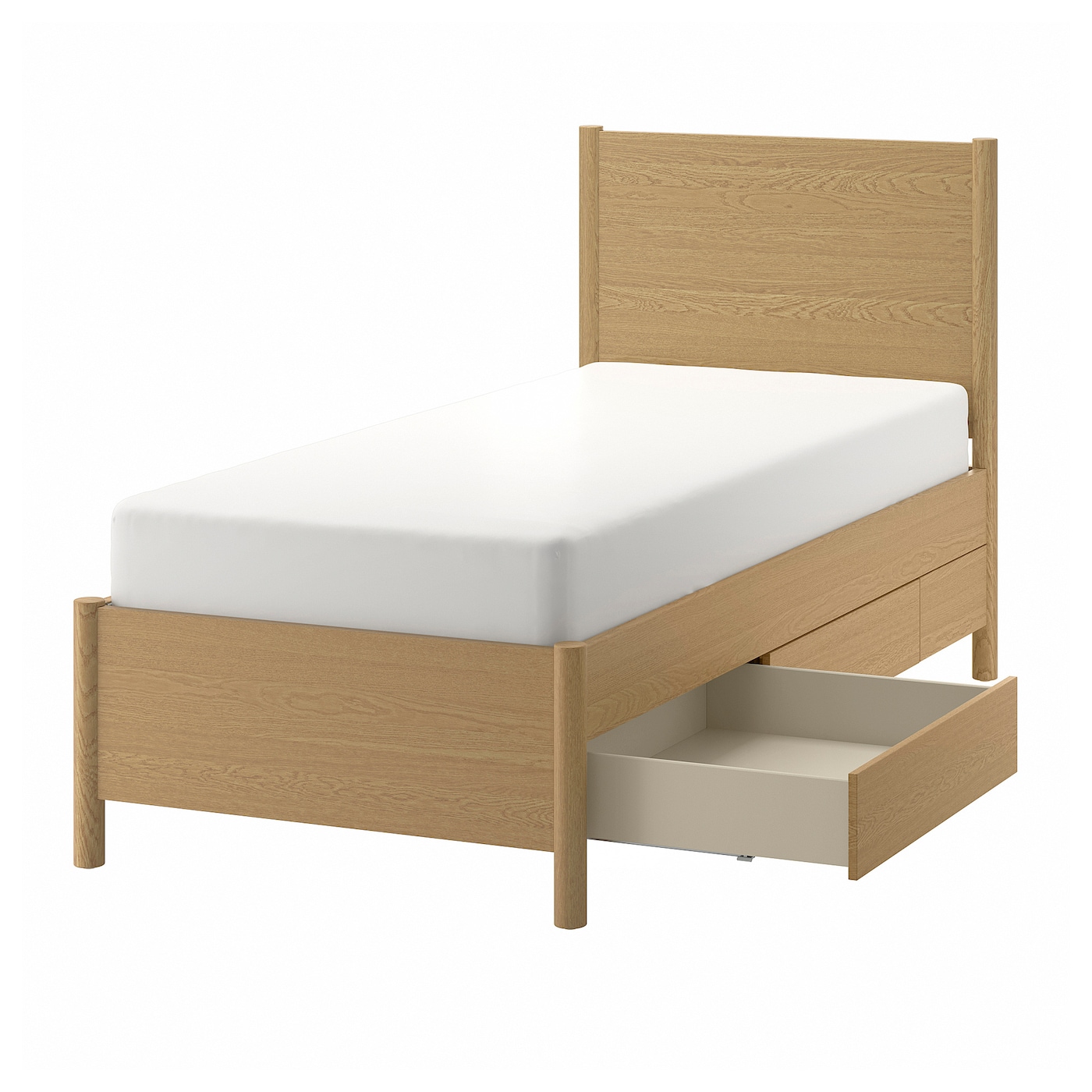 IKEA TONSTAD rama łóżka z szufladami, okl dęb, 90x200 cm