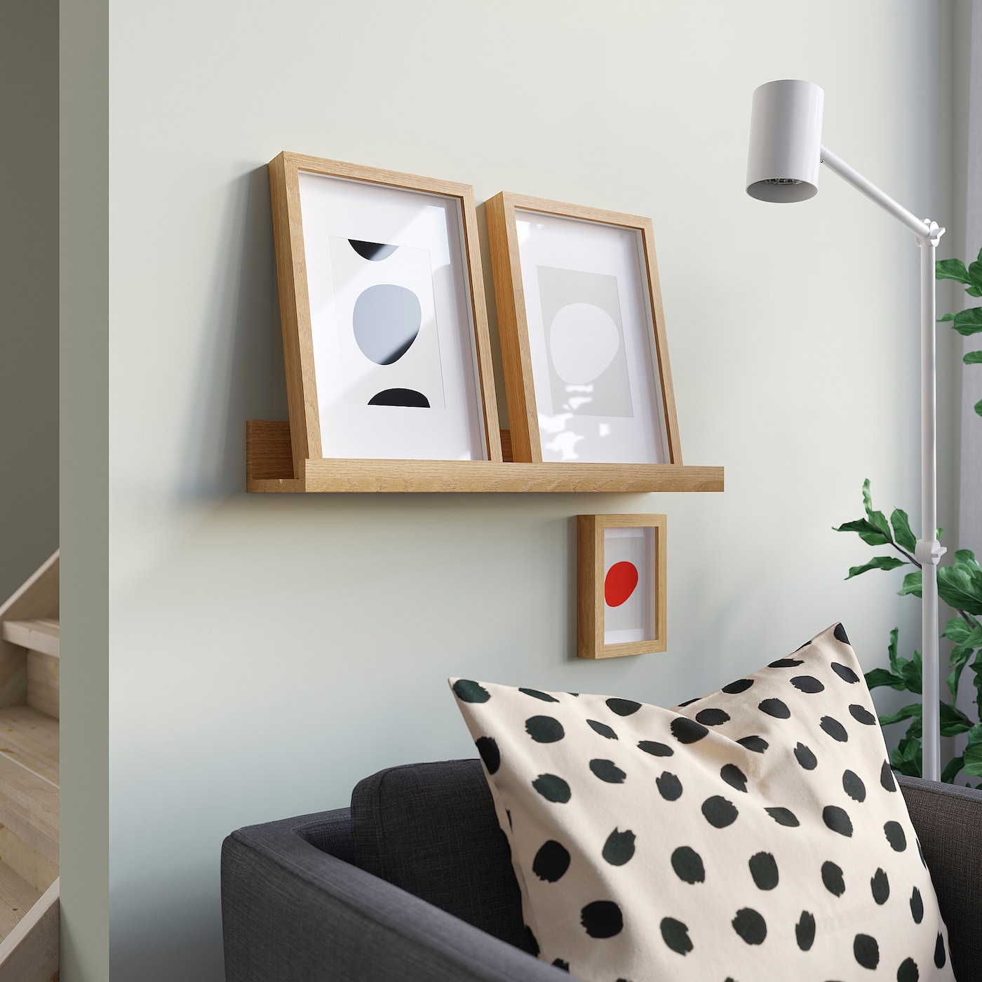 IKEA MOSSLANDA półka na zdjęcia, imit. dębu, 55 cm