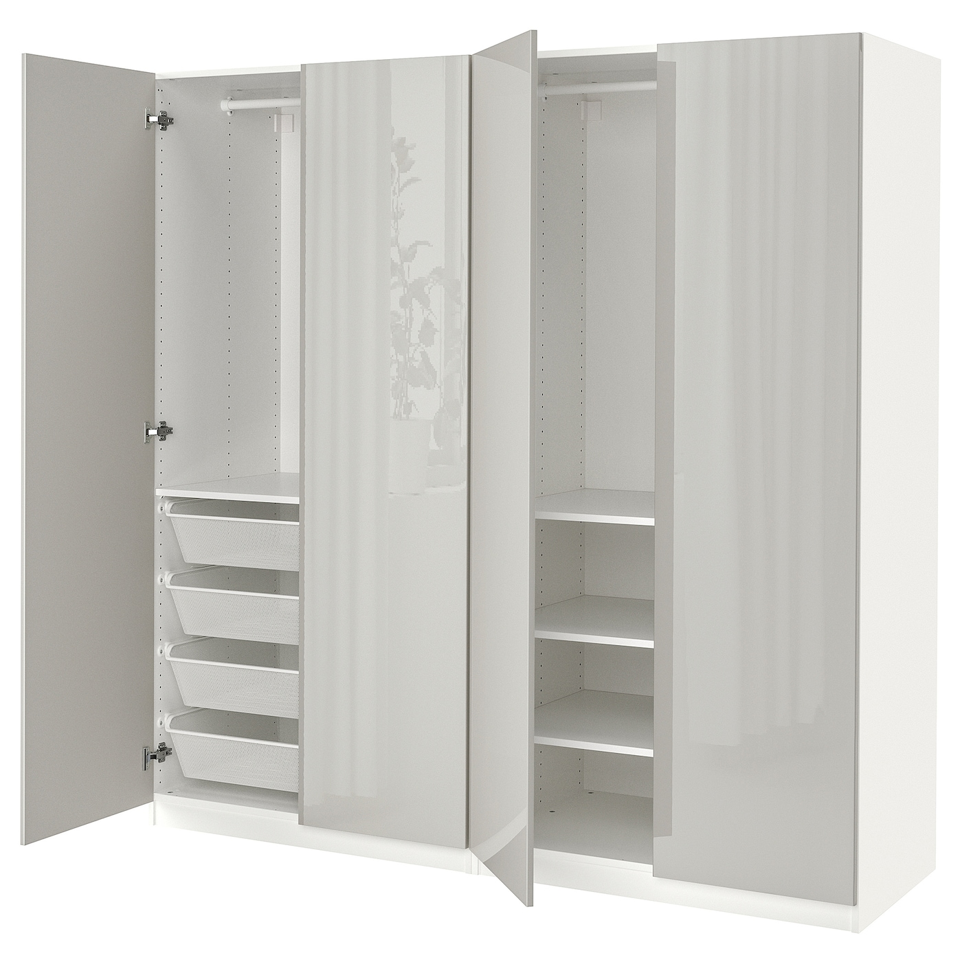 IKEA PAX / FARDAL szafa, biały/wysoki połysk jasnoszary, 200x60x201 cm