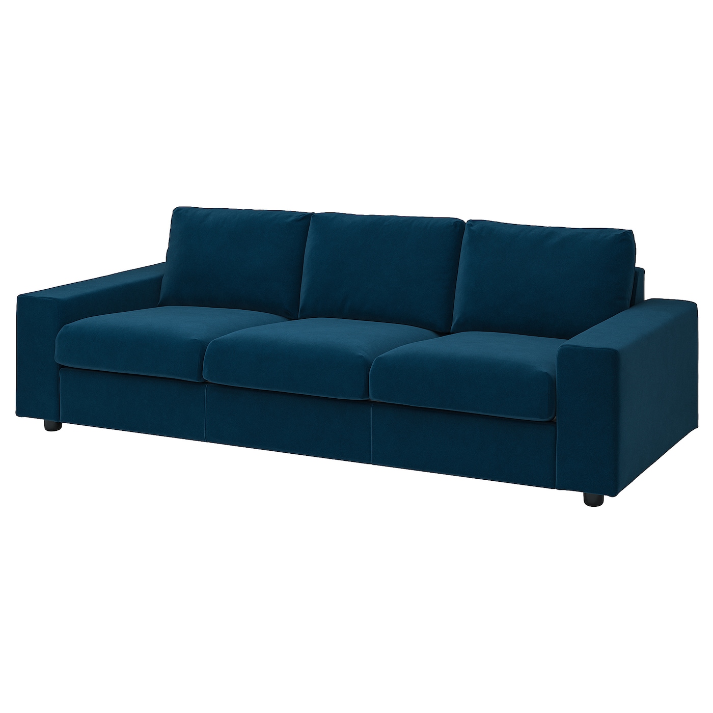 IKEA VIMLE sofa 3-osobowa, rozkładana, z szerokimi podłokietnikami/Djuparp ciemnozielononiebieski, Wysokość łóżka: 53 cm