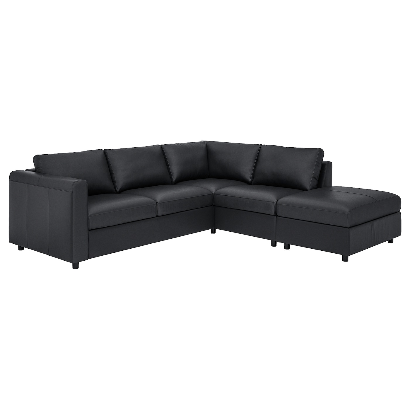 IKEA VIMLE sofa narożna 4-osobowa, z otwartym końcem/Grann/Bomstad czarny, Wysokość z poduchami oparcia: 80 cm