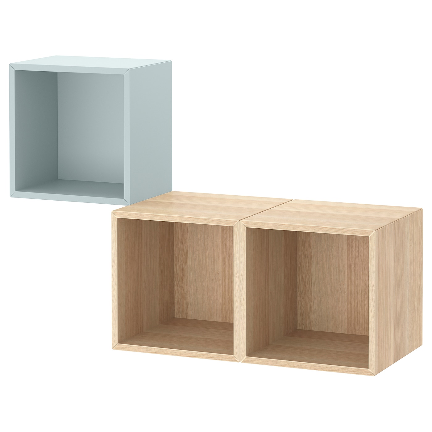 IKEA EKET kombinacja szafek ściennych, jasny szaroniebieski/imitacja dębu bejcowanego na biało, 105x35x70 cm