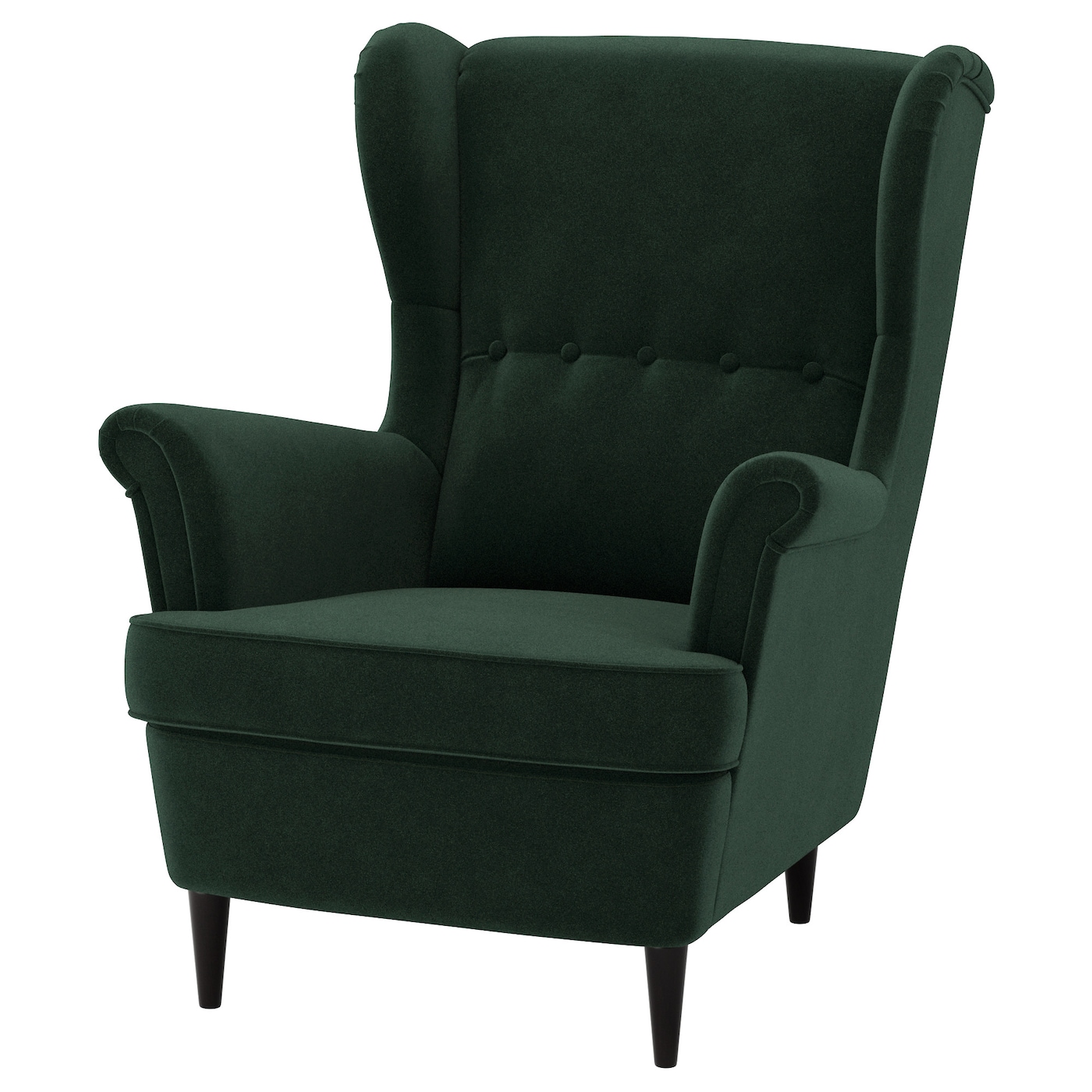 IKEA STRANDMON fotel uszak, Djuparp ciemnozielony, Szerokość: 82 cm