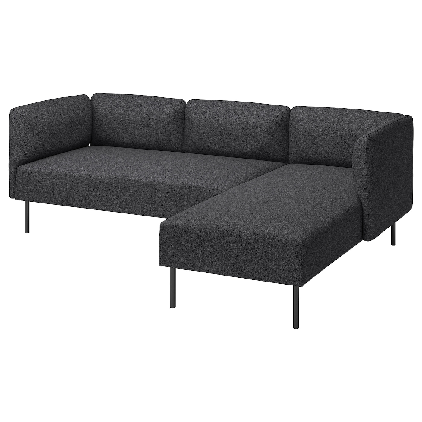 IKEA LILLEHEM 3-osob sofa modułowa z szezlongiem, Gunnared/ciemnoszary metal, Szerokość: 224 cm