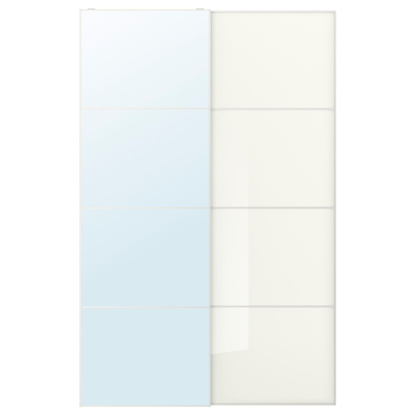 IKEA AULI / FÄRVIK Drzwi przesuwne, lustro/białe szkło, 150x236 cm