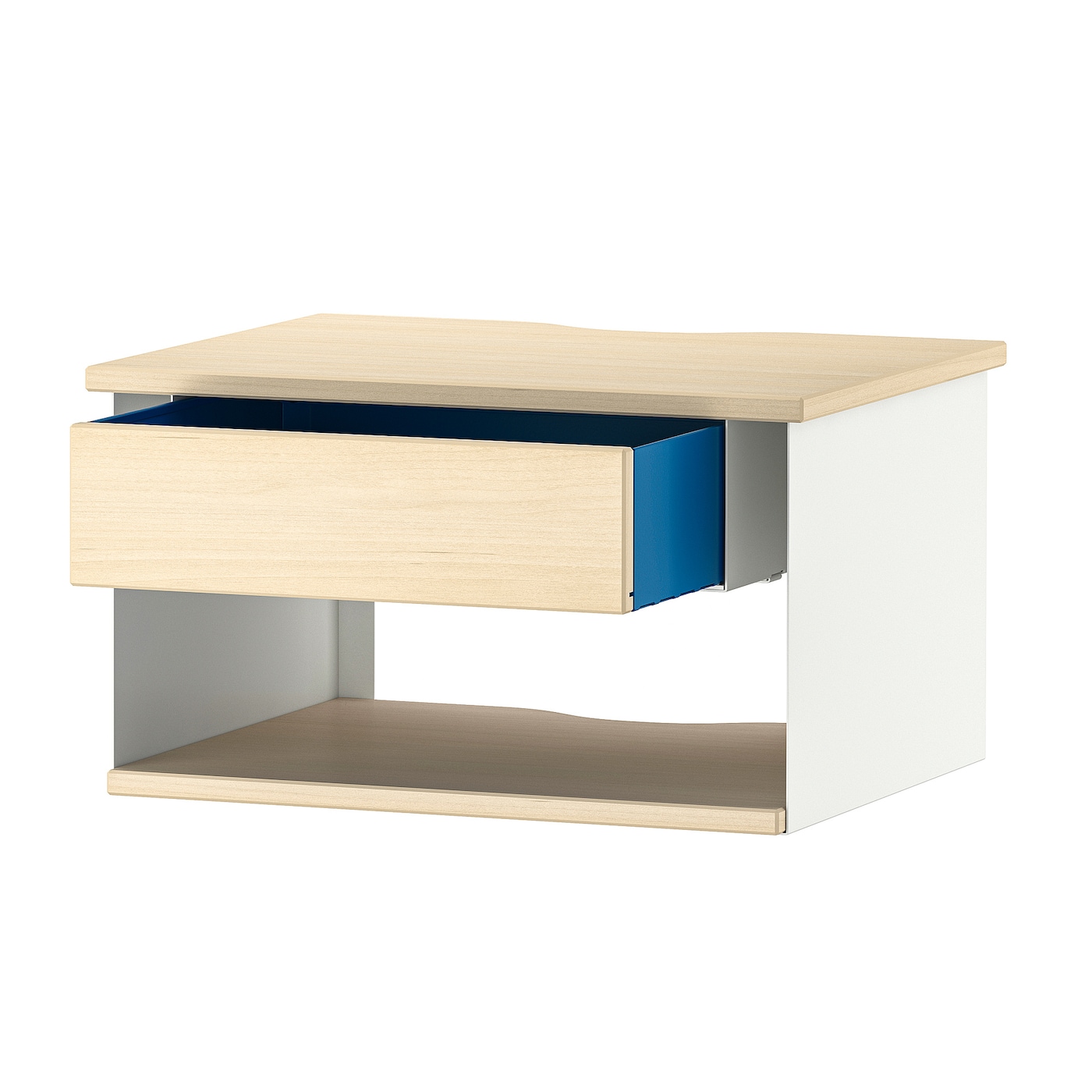 IKEA STOMSÖ stolik nocny mocowany do ściany, imit. brzozy biały/niebieski, 36x29x20 cm