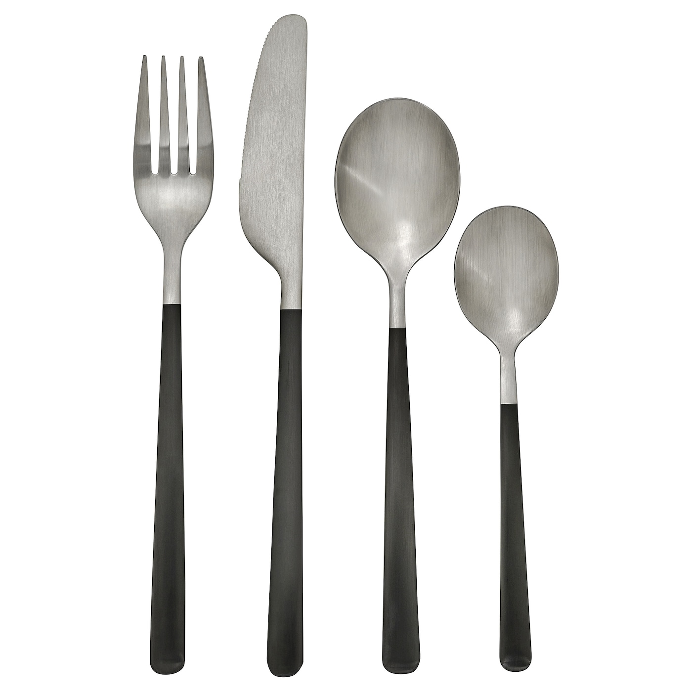 IKEA LÖFTESRIK komplet sztućców, 24 szt, czarny/stal nierdz satyna