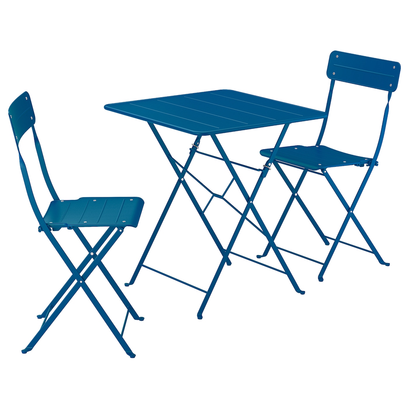 IKEA SUNDSÖ stół i 2 składane krzesła, zewnętrzne granatowy/granatowy, 65x65 cm