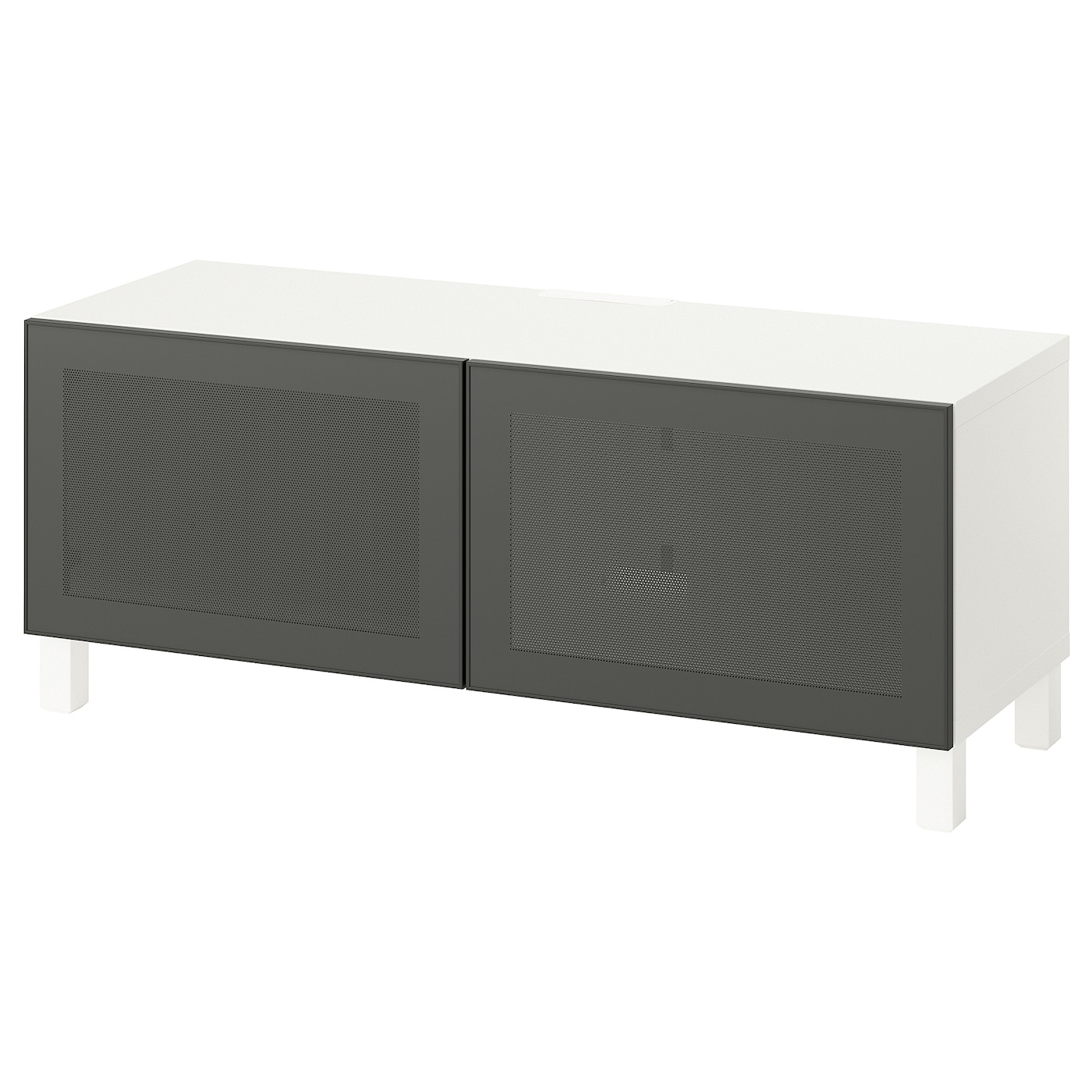 IKEA BESTÅ ława TV z drzwiami, biały Mörtviken/Stubbarp/ciemnoszary, 120x42x48 cm